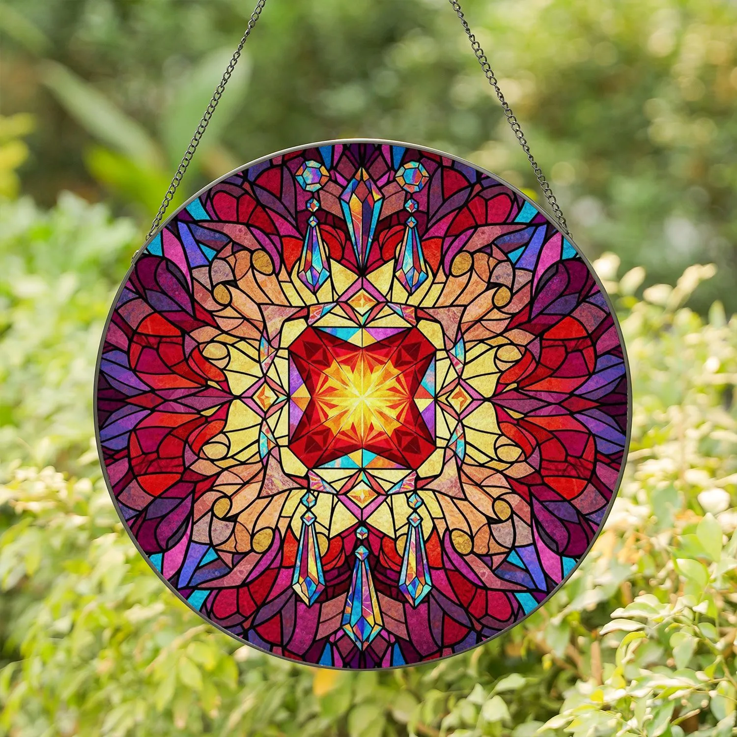 Tiffany Faceted Crystal Stained Glass - Home Decor Gift for Crystal Lover Stained Glass Suncatcher - 1