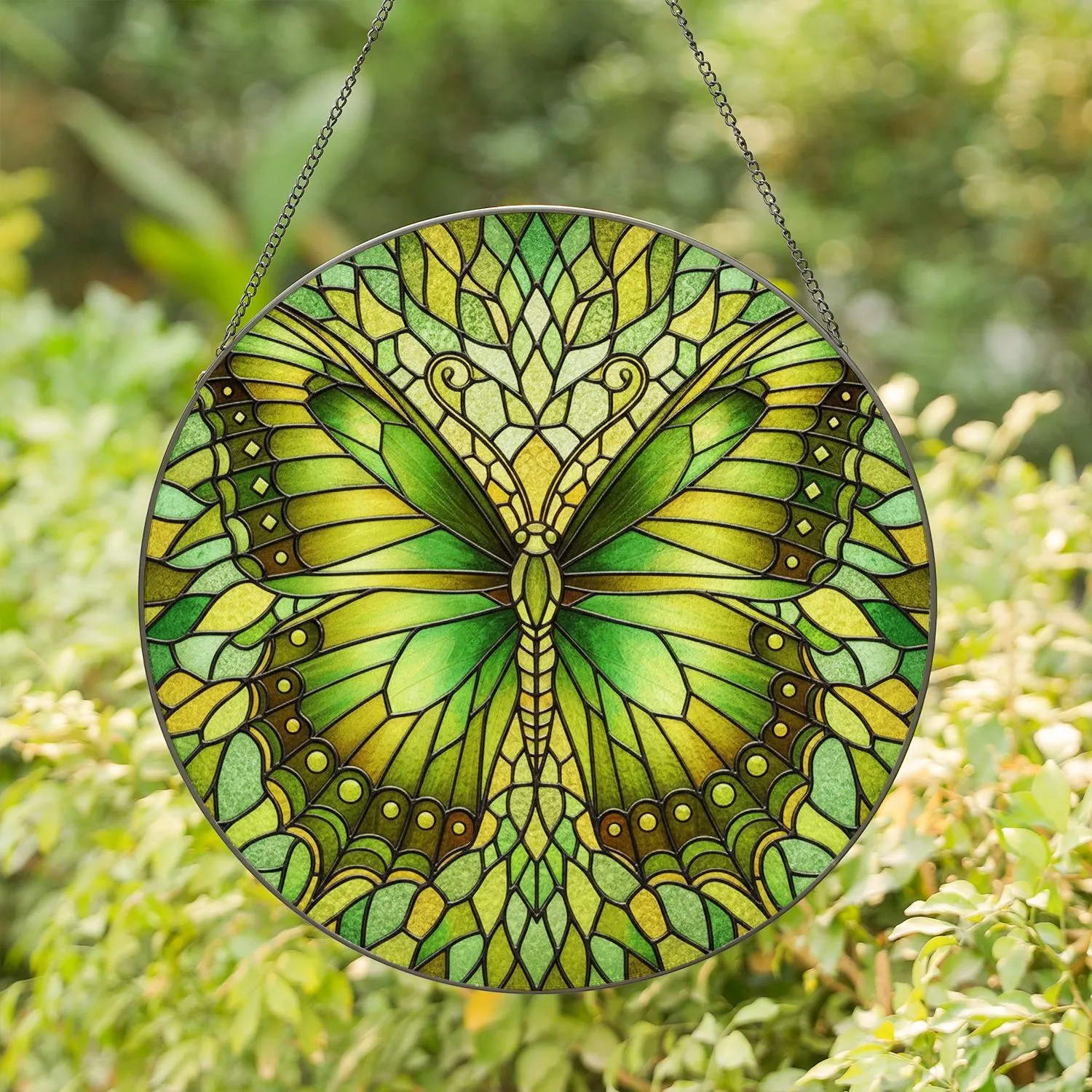 Jewel Tone Stained Glass Butterfly Mosaic - Nature Lover Home Decor Gift Stained Glass Suncatcher - 1