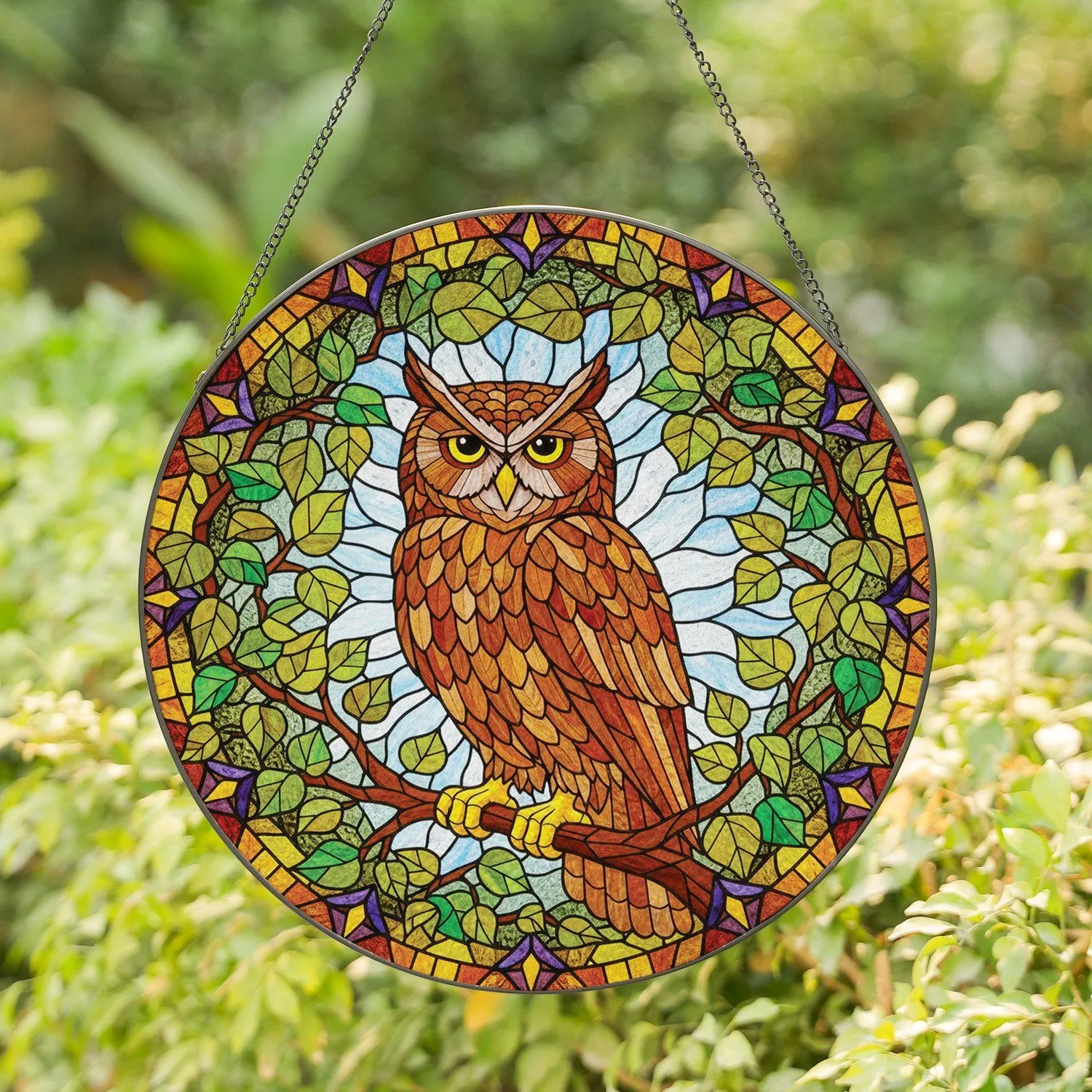 Majestic Owl Intricate Feathers Tiffany Stained Glass Window Decor Wildlife Lover Gift Stained Glass Suncatcher - 1
