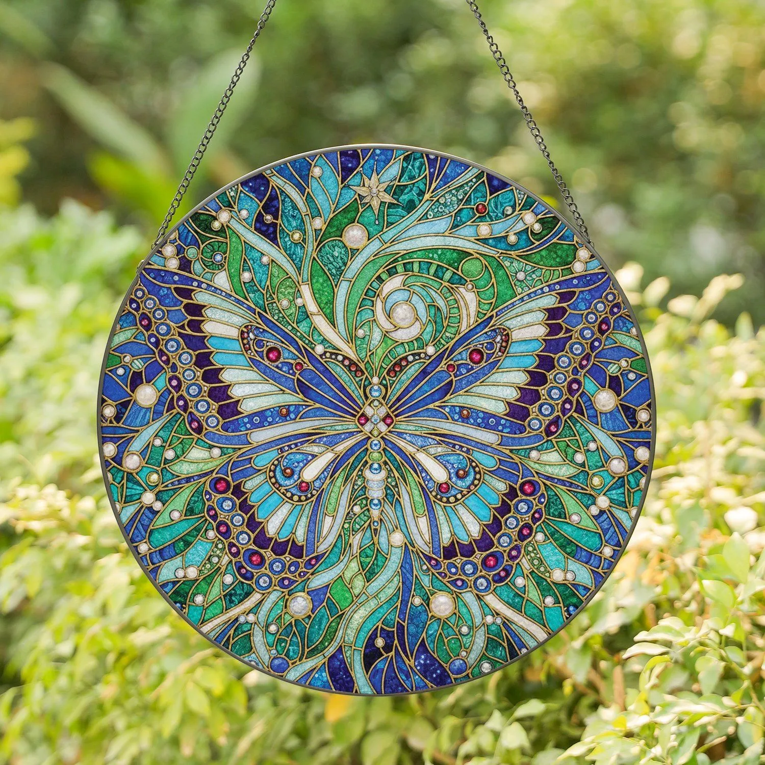 Ornate Butterfly Tiffany Stained Glass - Home Decor Gift for Butterfly Lover Stained Glass Suncatcher - 1