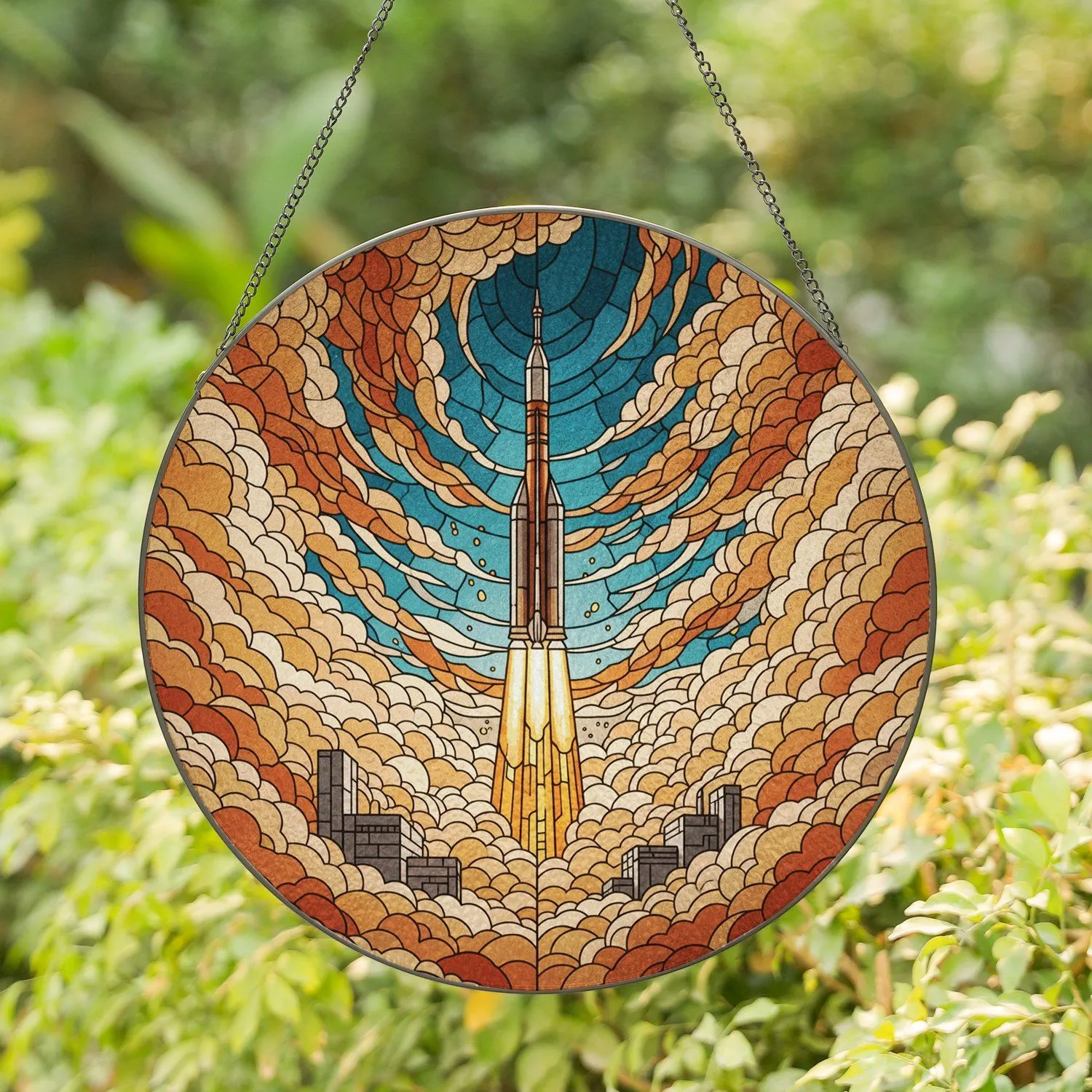 Multi-Stage Rocket Launch Home Decor Gift for Space Lover Stained Glass Suncatcher - 1