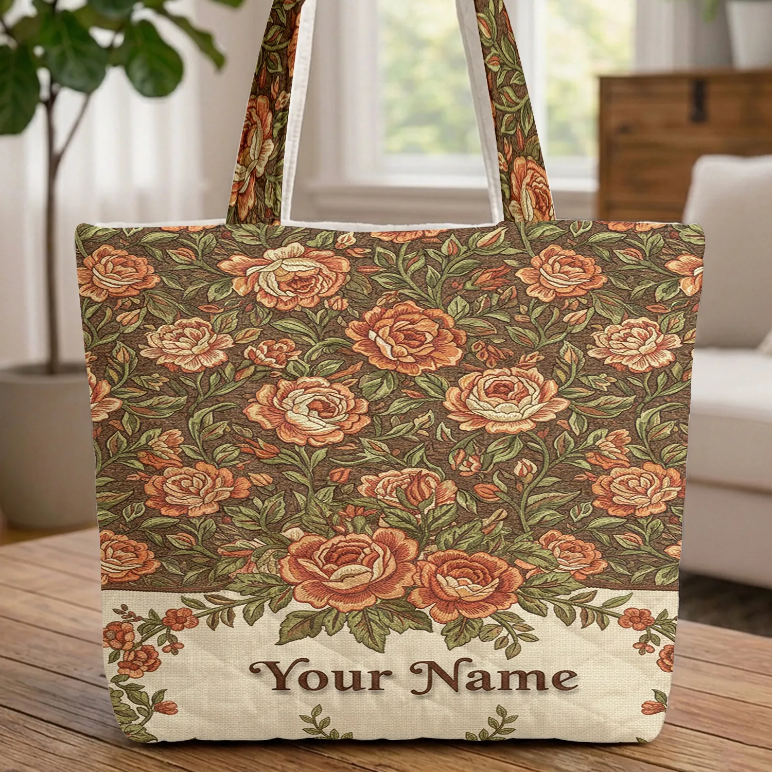 Densely Vintage Roses Ornate Bouquet Floral Wreath - Everyday Carry Gift Quilted Tote Bag - 1