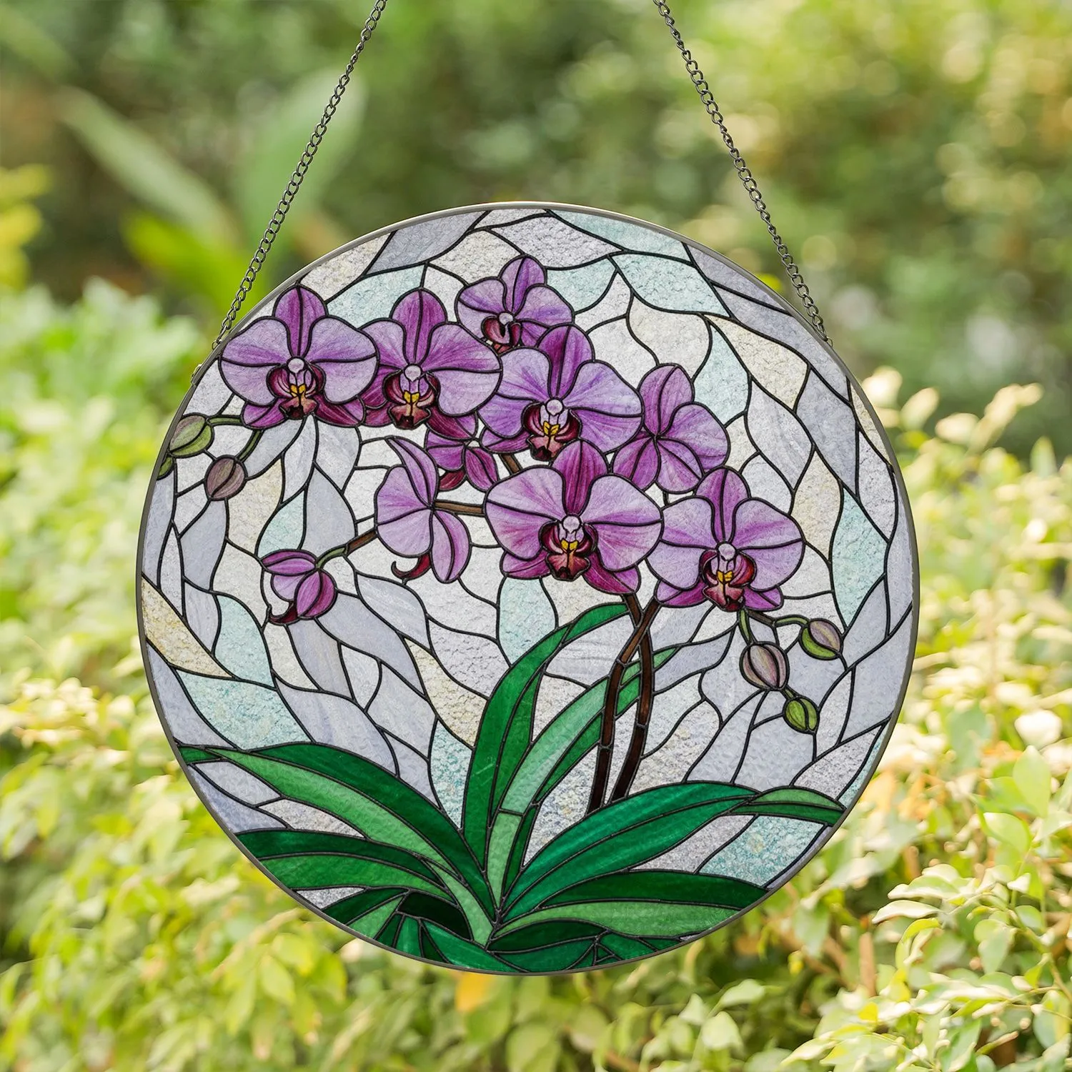 Phalaenopsis Orchid Blooms Home Decor Gift for Orchid Lover Stained Glass Suncatcher - 1
