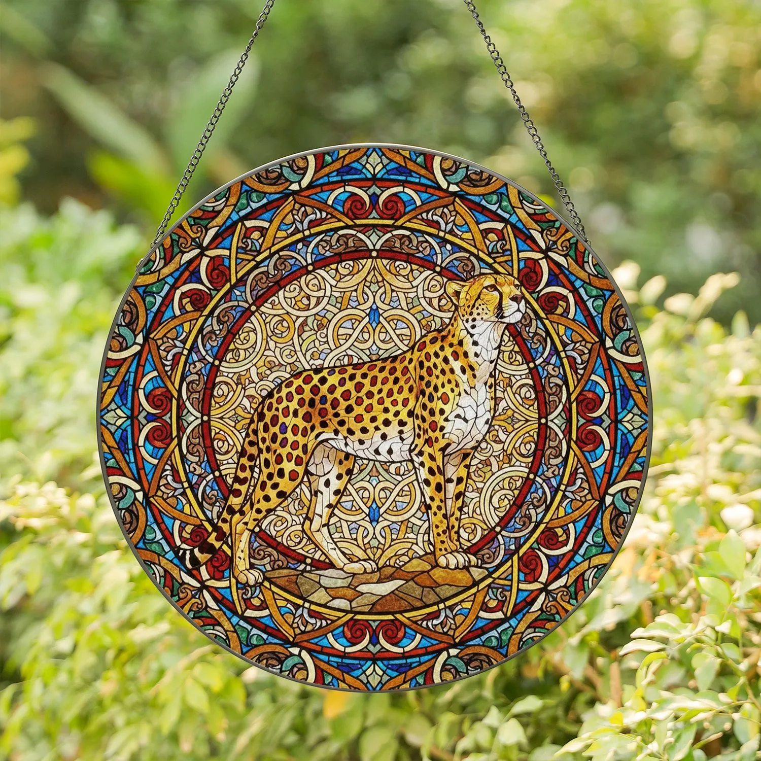 Stained Glass Cheetah Mosaic - Home Decor Gift for Wildlife Lover Stained Glass Suncatcher - 1