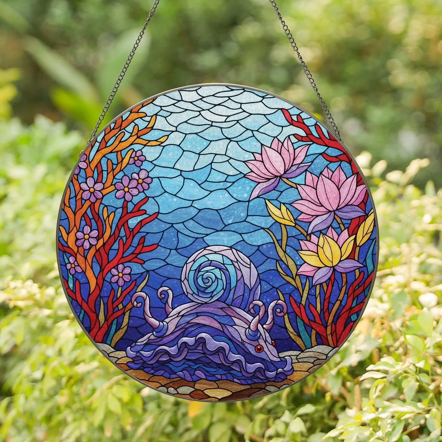 Nudibranch Sea Slug Coral Underwater Flora - Ocean Lover Home Decor Gift Stained Glass Suncatcher - 1