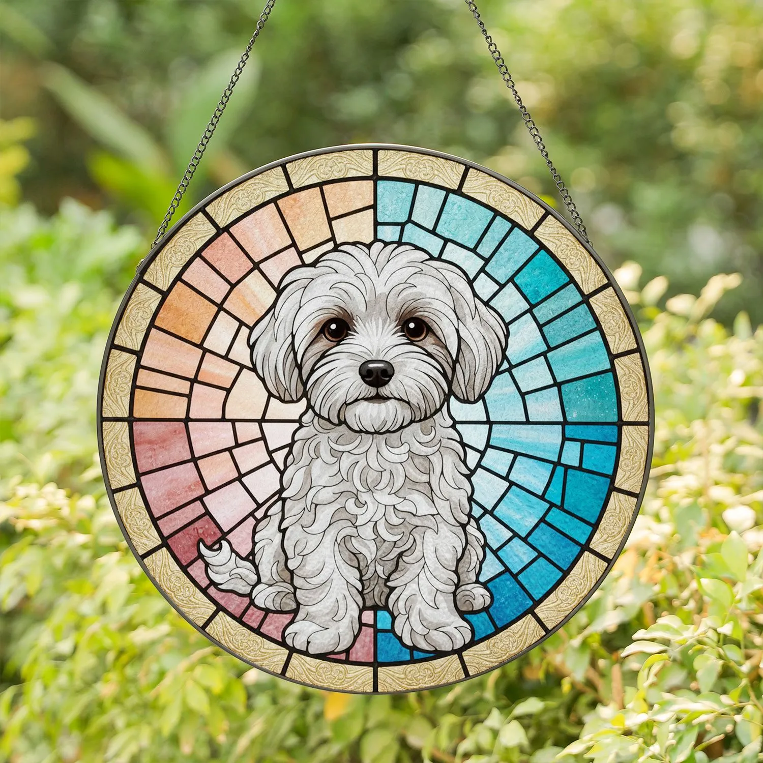 Maltese Dog Stained Glass Mosaic Home Decor Gift for Pet Lovers Stained Glass Suncatcher - 1
