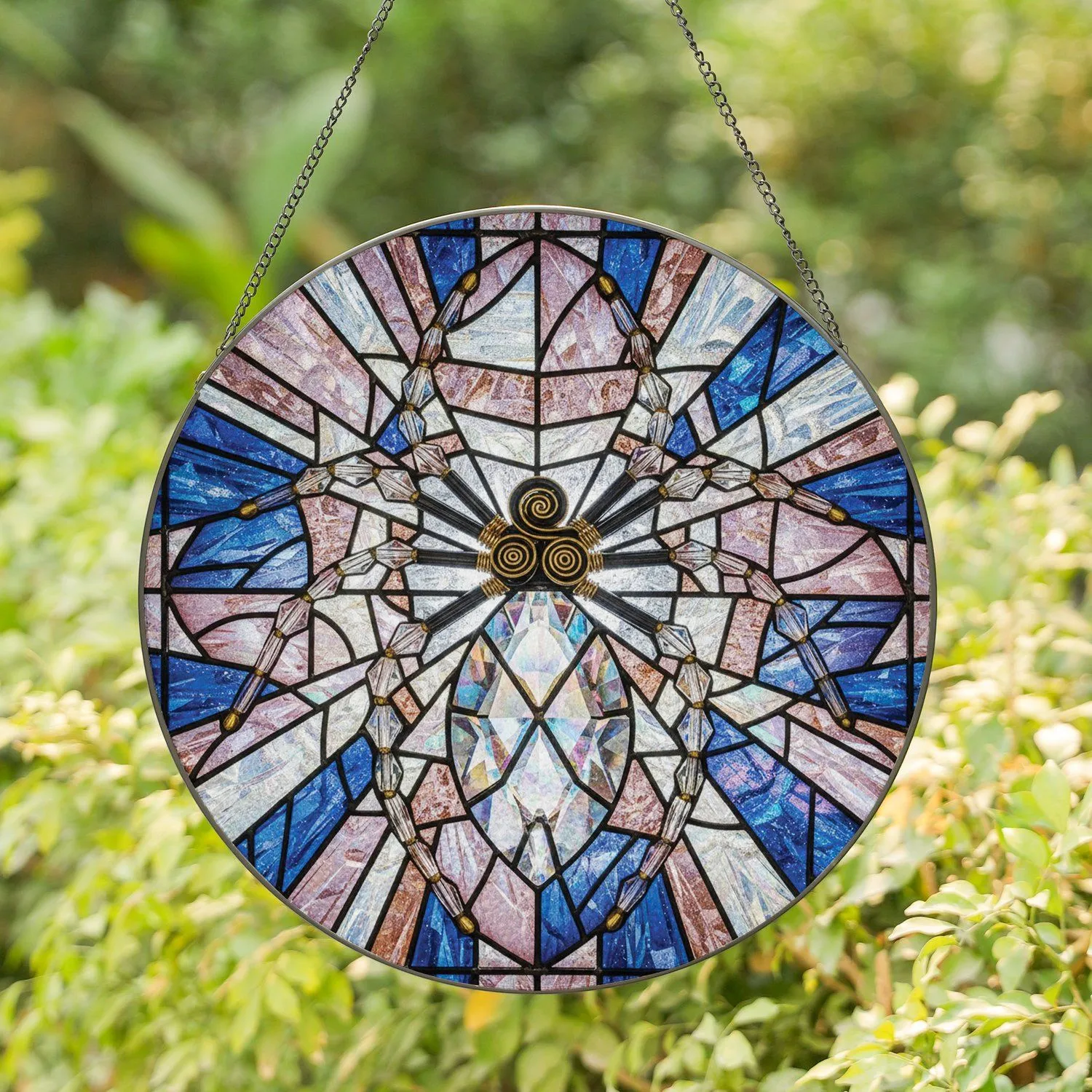 Spider Iridescent Crystal Faceted Bead Light Rays - Celestial Decor Gift for Spider Lover Stained Glass Suncatcher - 1