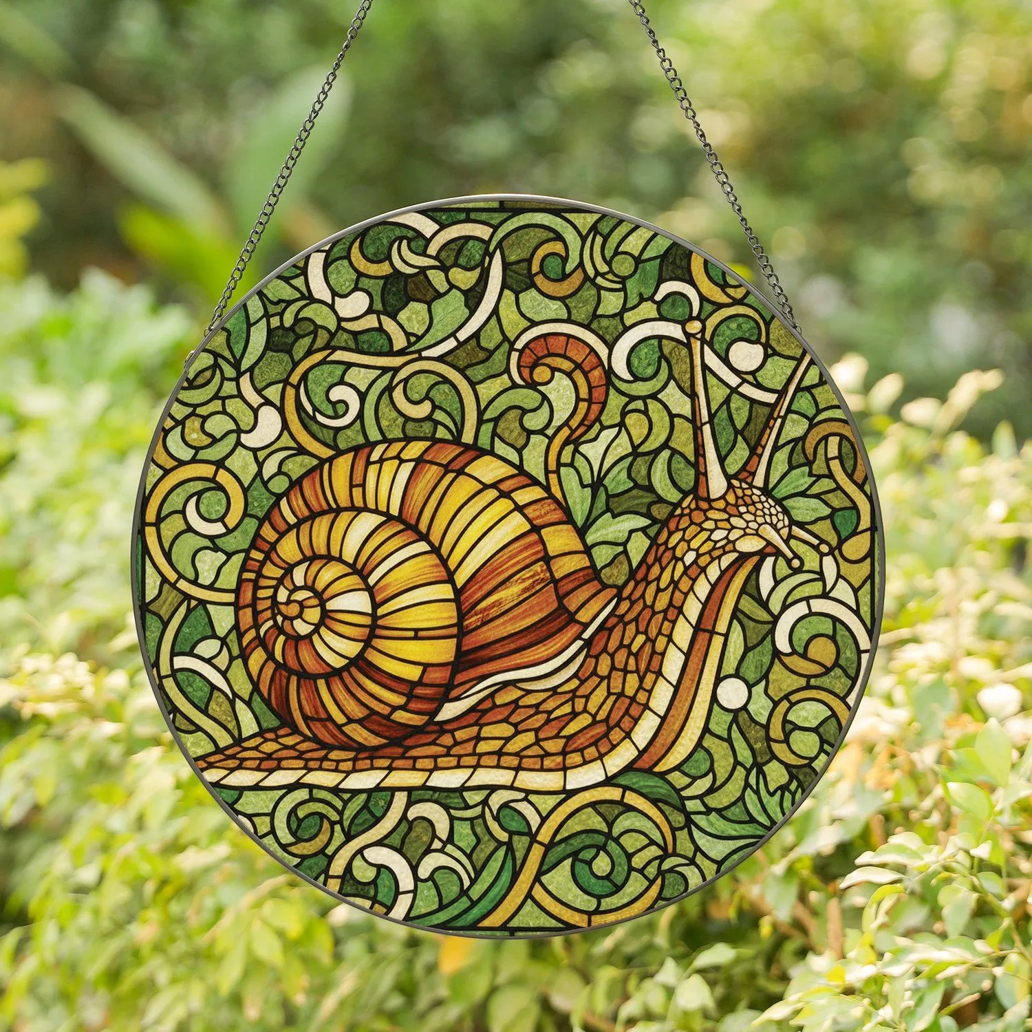 Snail Multi-segmented Spiral Shell Tiffany Glass Organic Botanical Home Decor Gift Stained Glass Suncatcher - 1