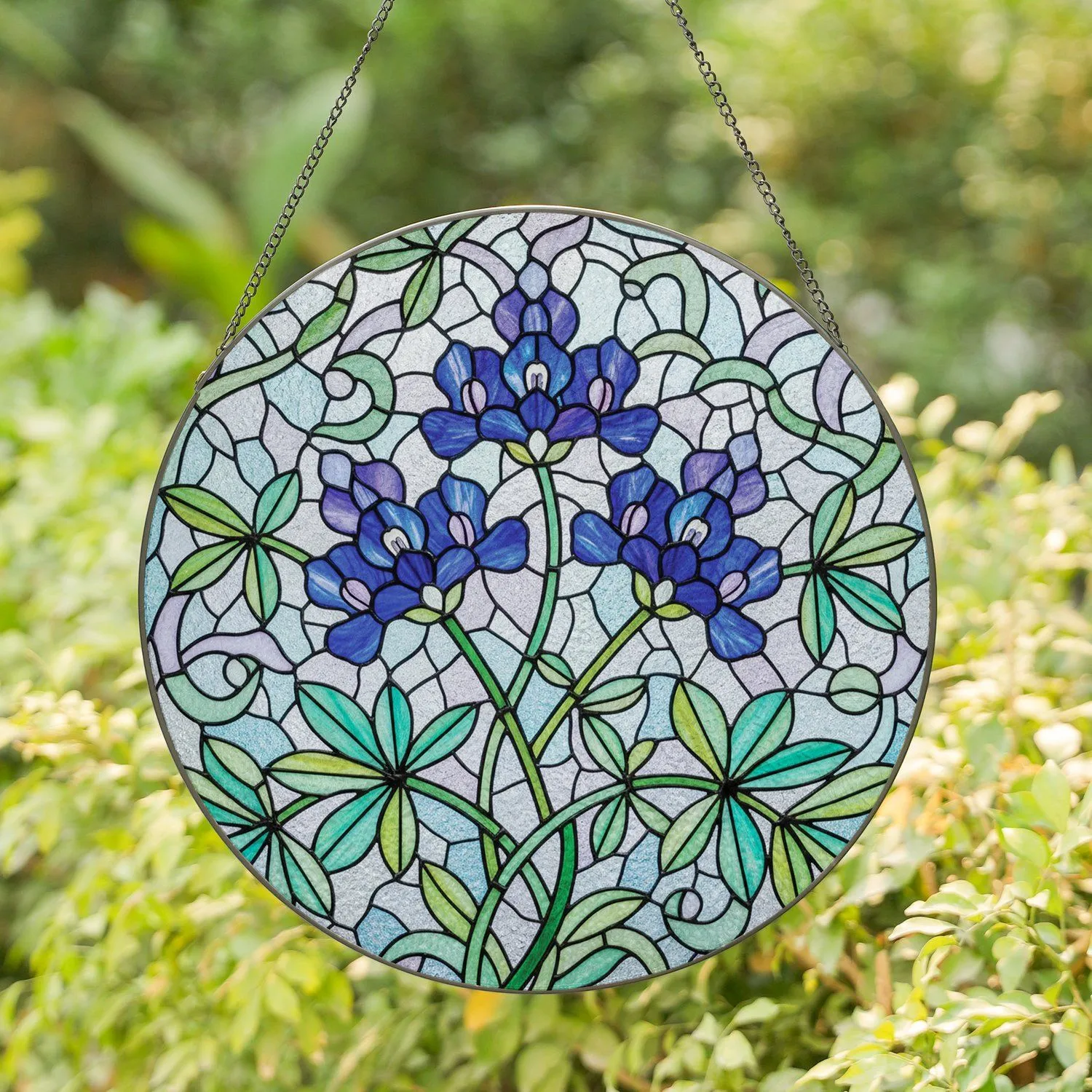 Bluebonnet Stained Glass Flowers - Floral Home Decor Gift for Nature Lovers Stained Glass Suncatcher - 1