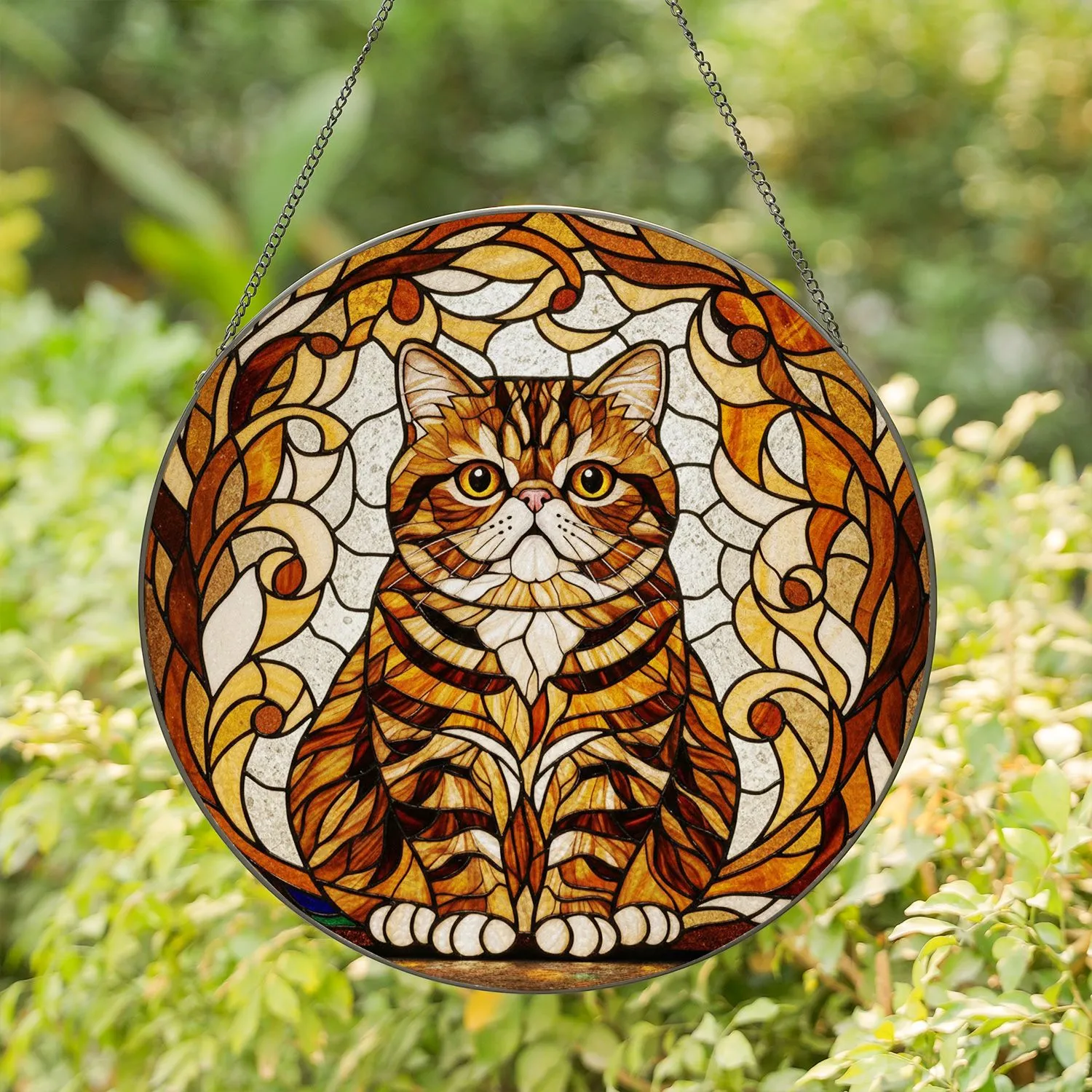 Chubby Exotic Shorthair Cat Stained Glass - Home Decor Gift for Cat Lover Stained Glass Suncatcher - 1