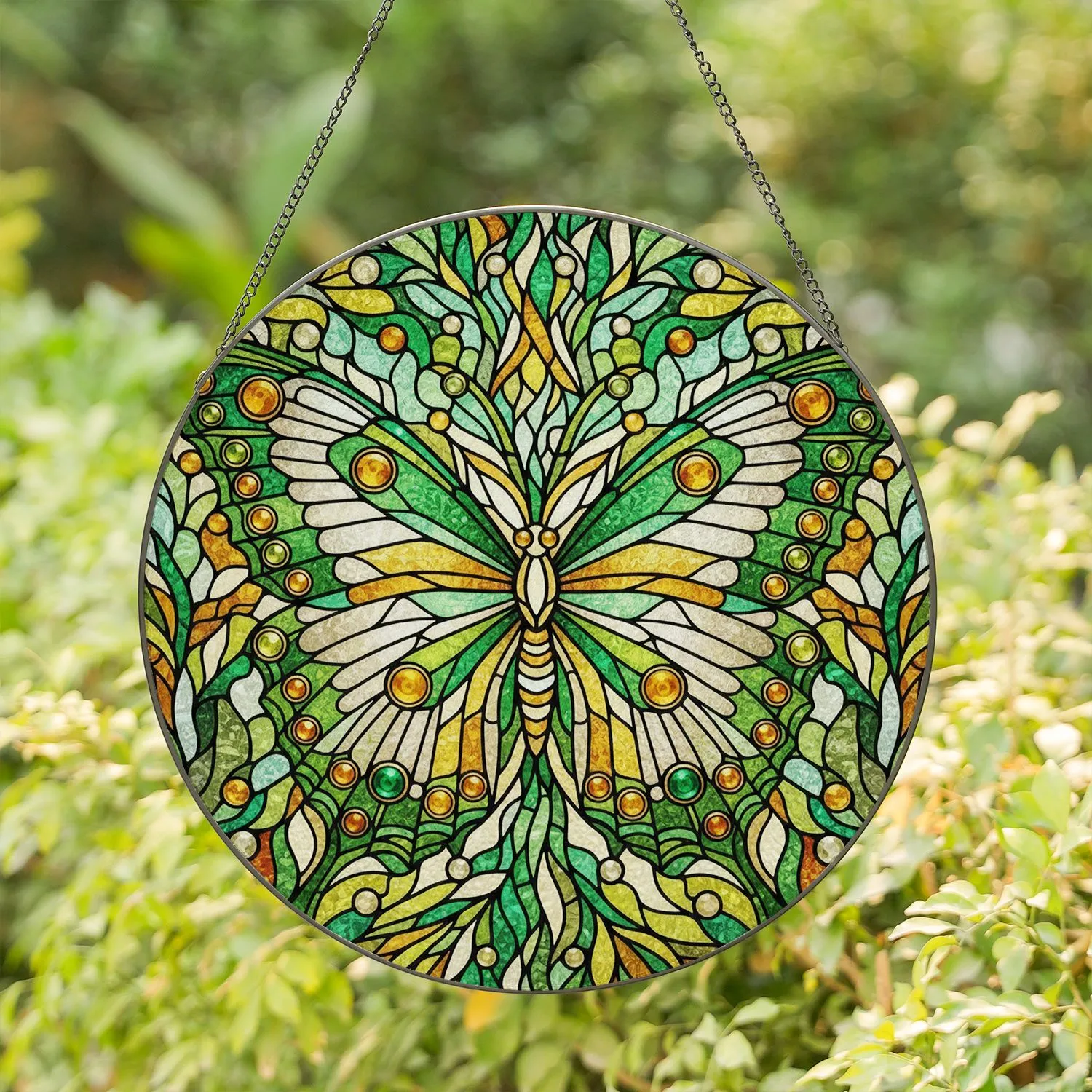 Tiffany Style Jeweled Mosaic Butterfly Stained Glass - Window Home Decor Gift Stained Glass Suncatcher - 1