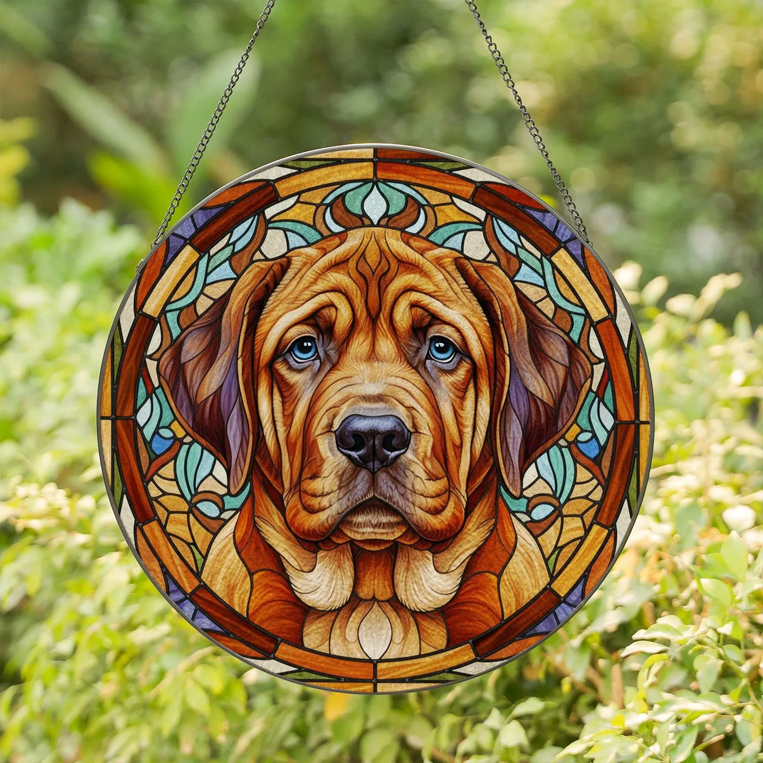 Mastiff Puppy Stained Glass Geometric Mosaic Home Decor Gift for Dog Lover Stained Glass Suncatcher - 1