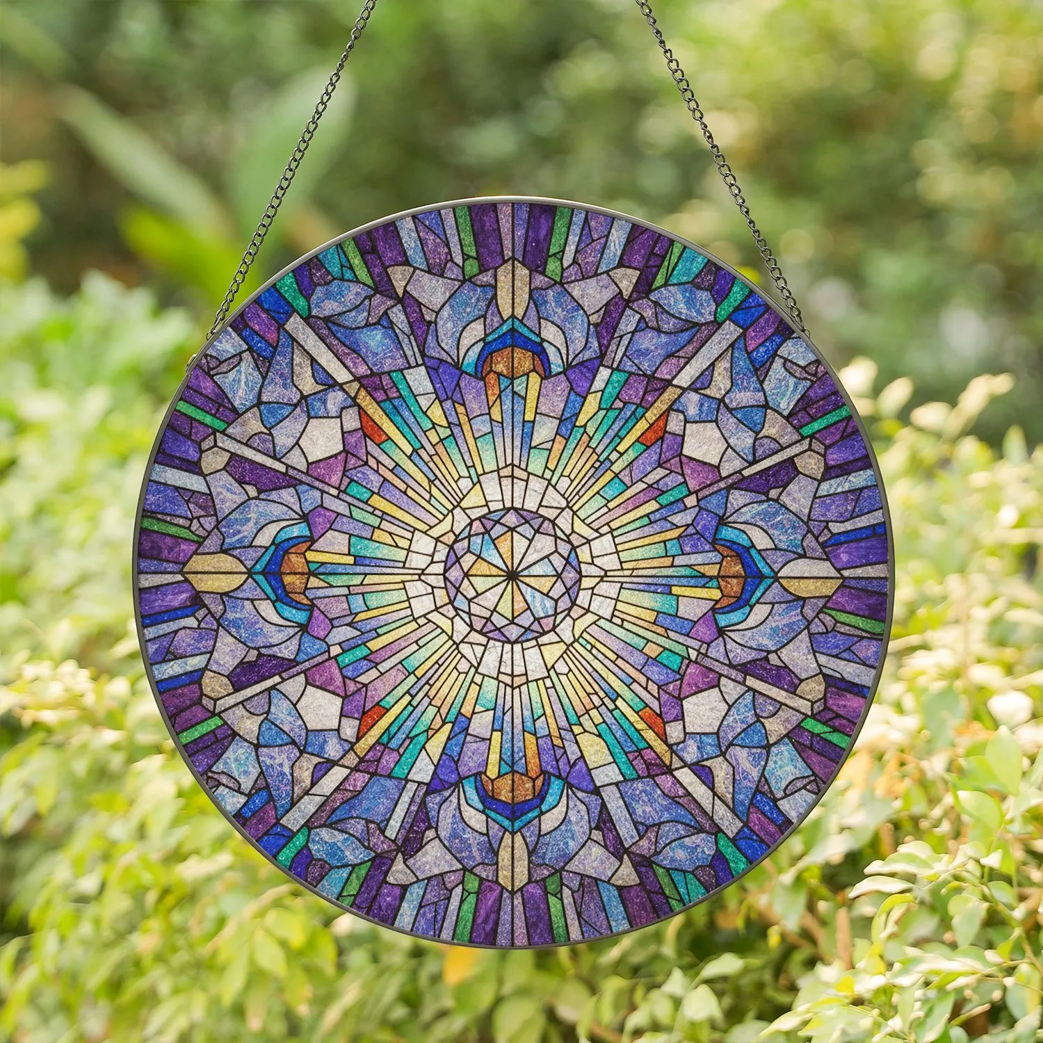 Faceted Crystal Cut Glass Stained Glass Prismatic Rainbow Cloud Swirl Home Decor Gift Stained Glass Suncatcher - 1