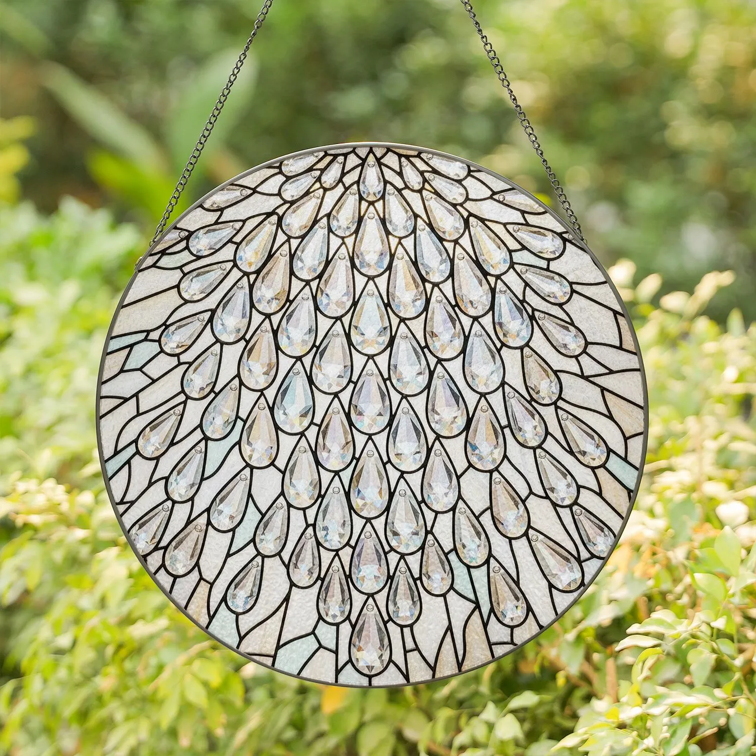 Tiffany Stained Glass Faceted Teardrop Cluster Ethereal Swirling Light Home Decor Stained Glass Suncatcher - 1