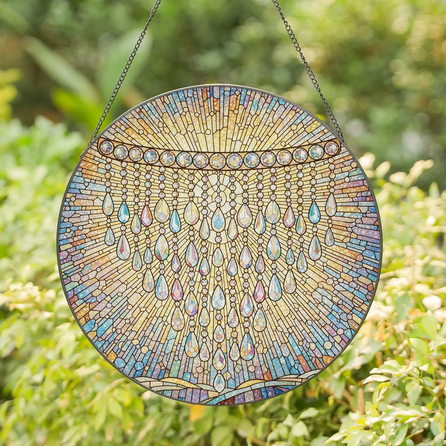 Cascading Crystal Jewels Tiffany Stained Glass Briolette Teardrop Sky - Home Decor Gift Stained Glass Suncatcher - 1