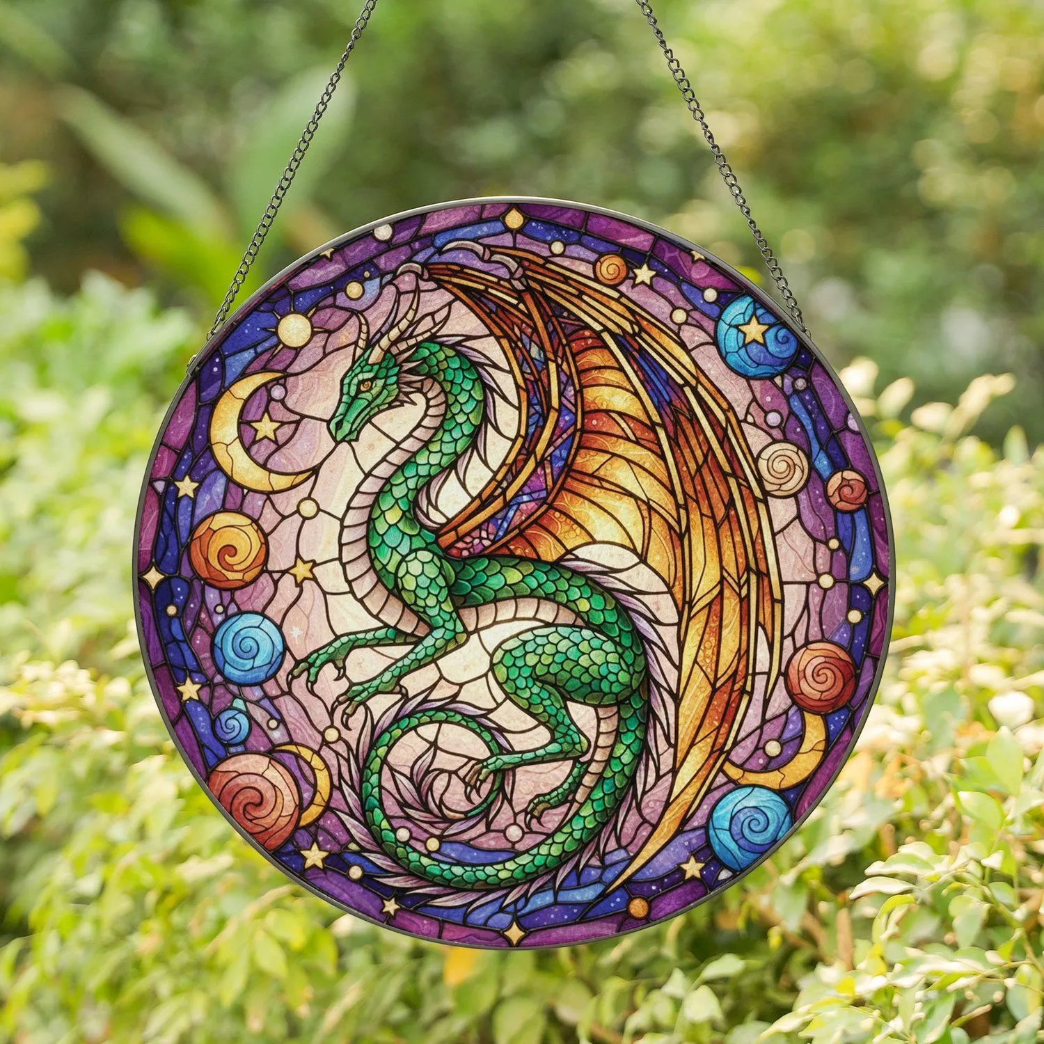 Stained Glass Dragon Celestial Mosaic Fantasy Home Decor Gift for Dragon Lovers Stained Glass Suncatcher - 1
