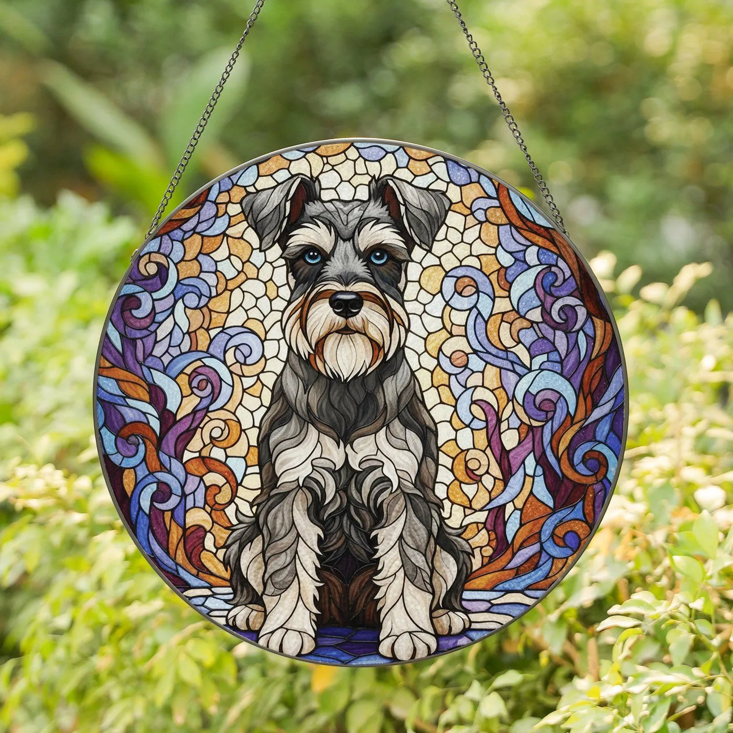 Miniature Schnauzer Dog - Dog Breed Lover Home Decor Gift for Schnauzer Owners Stained Glass Suncatcher - 1