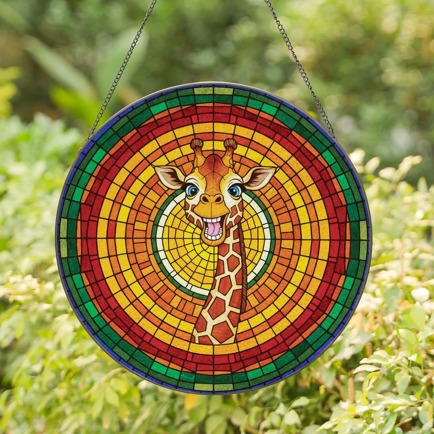 Stained Glass Giraffe Mosaic - Wildlife Lover Home Decor Gift for Safari Animal Collector Stained Glass Suncatcher - 1