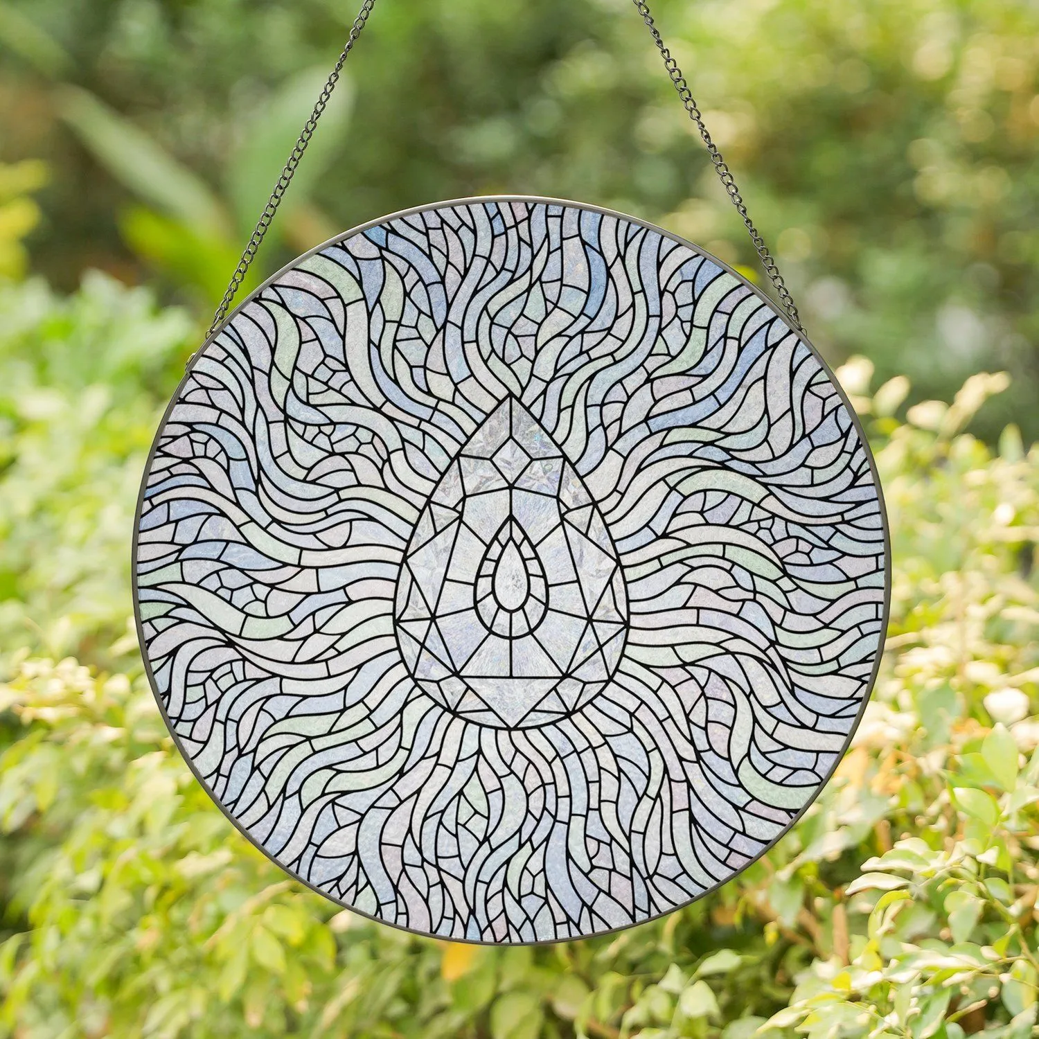 Tiffany Glass Crystal Teardrop Swirling Light - Home Decor Gift Stained Glass Suncatcher - 1