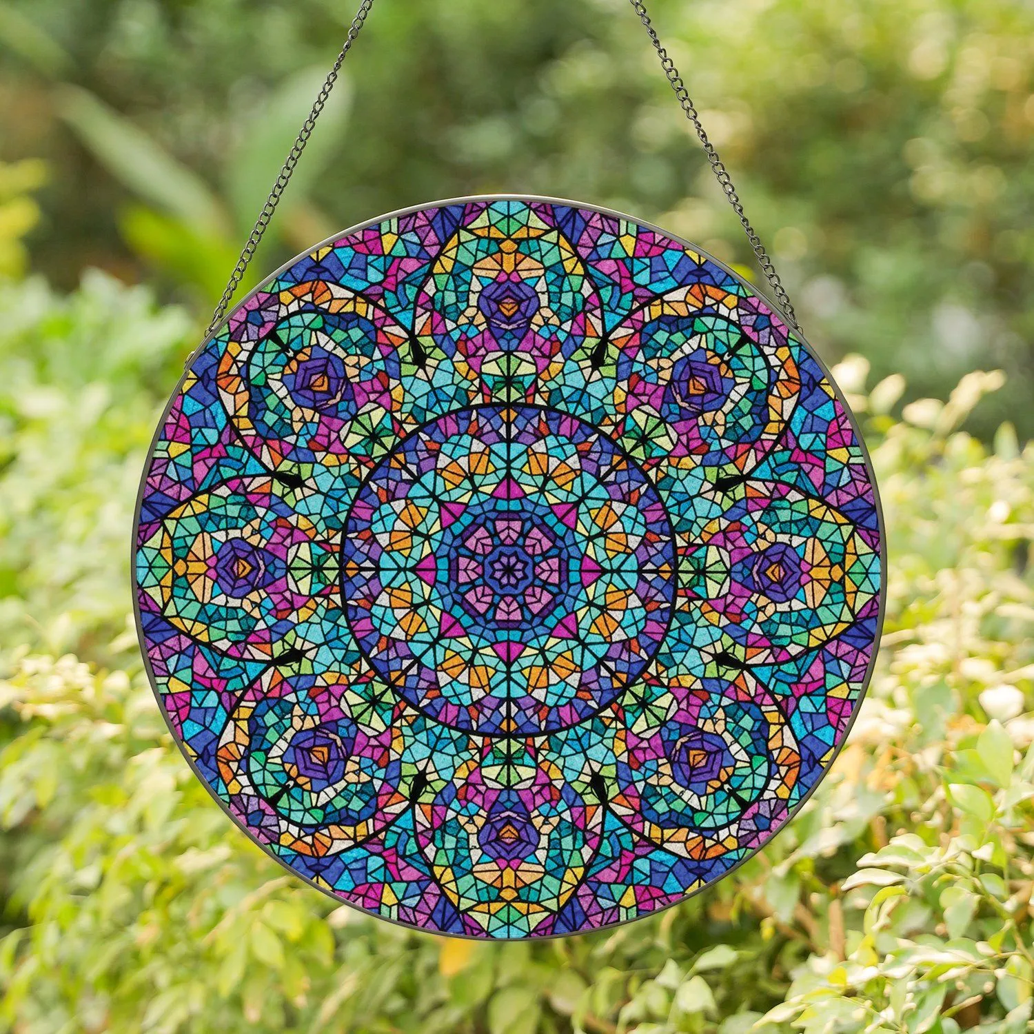 Tiffany Style Stained Glass Kaleidoscope Mosaic - Home Decor Gift Stained Glass Suncatcher - 1