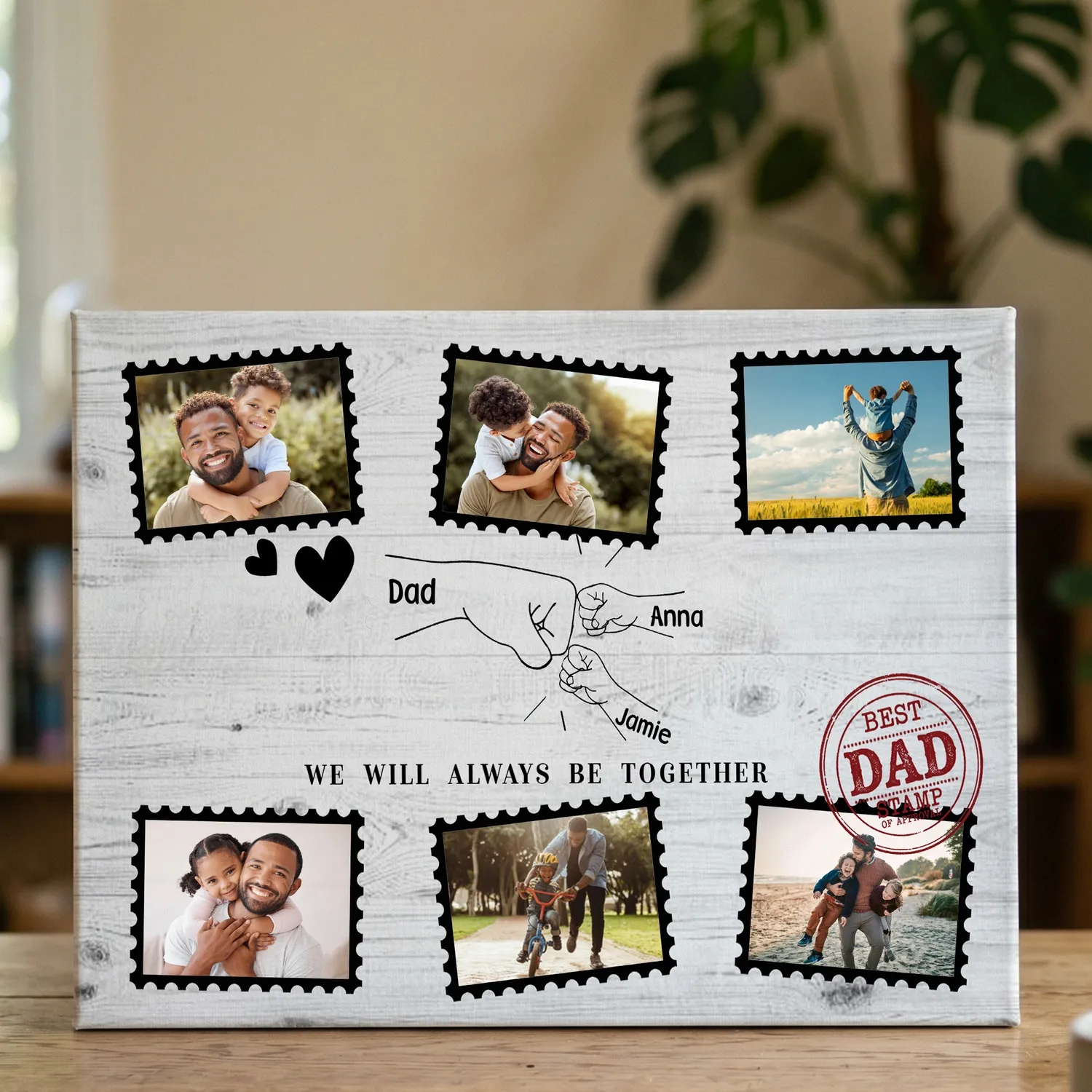 Personalized Custom Canvas Dad Photo Collage Sign With Kids Names, Father's Day Gifts From Kids, Gift From Wife, Dad Birthday Gift, Anniversary Gifts For Him - 1
