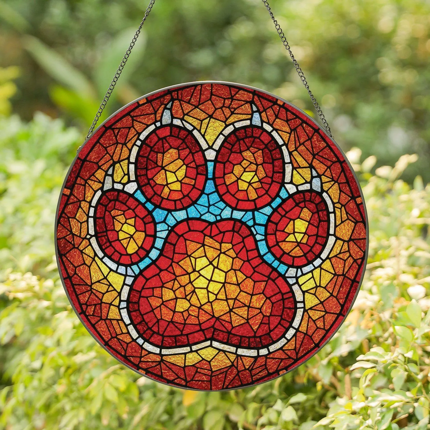 Tiffany Stained Glass Heart Paw Print - Home Decor Gift for Pet Lover Stained Glass Suncatcher - 1