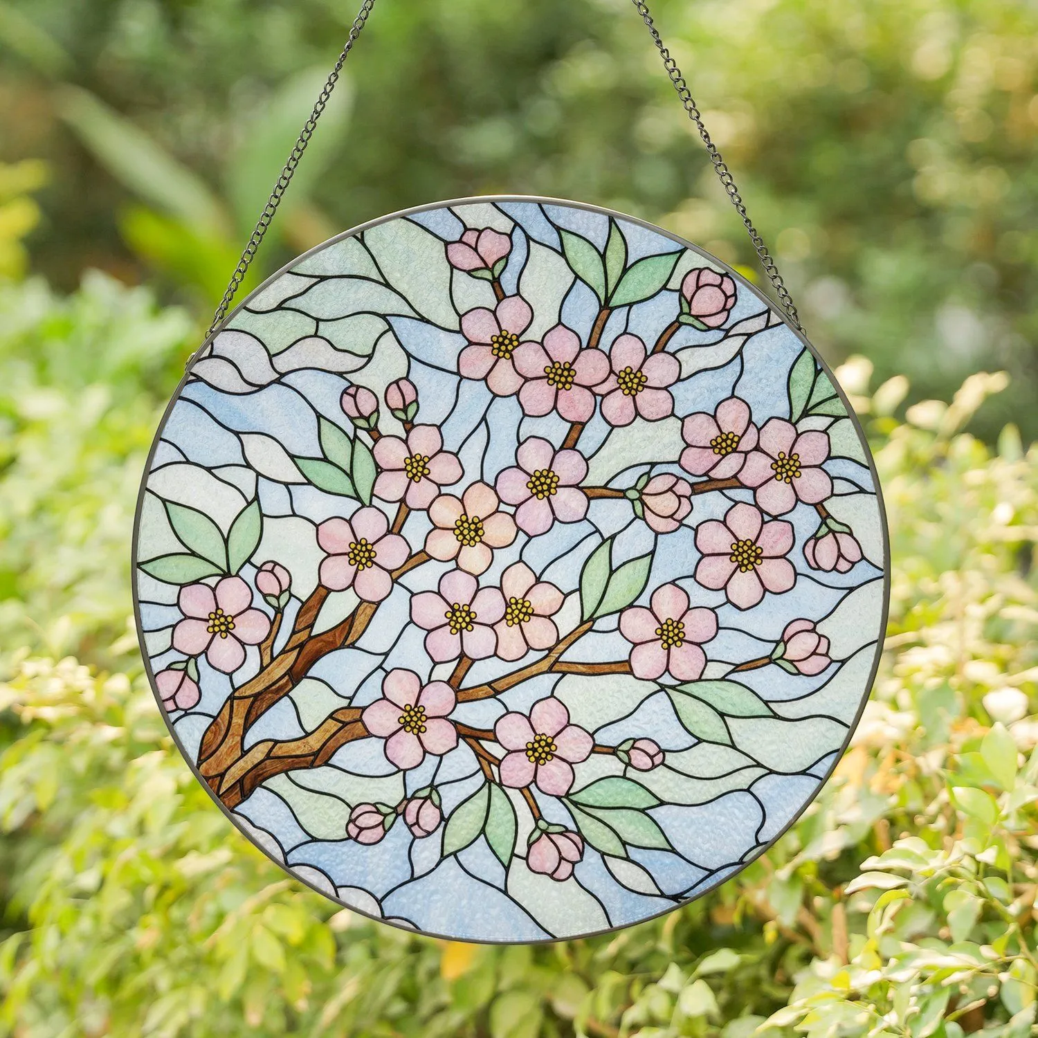 Tiffany Style Stained Glass Cherry Blossom Branch - Spring Flower Mosaic Home Decor Art Stained Glass Suncatcher - 1
