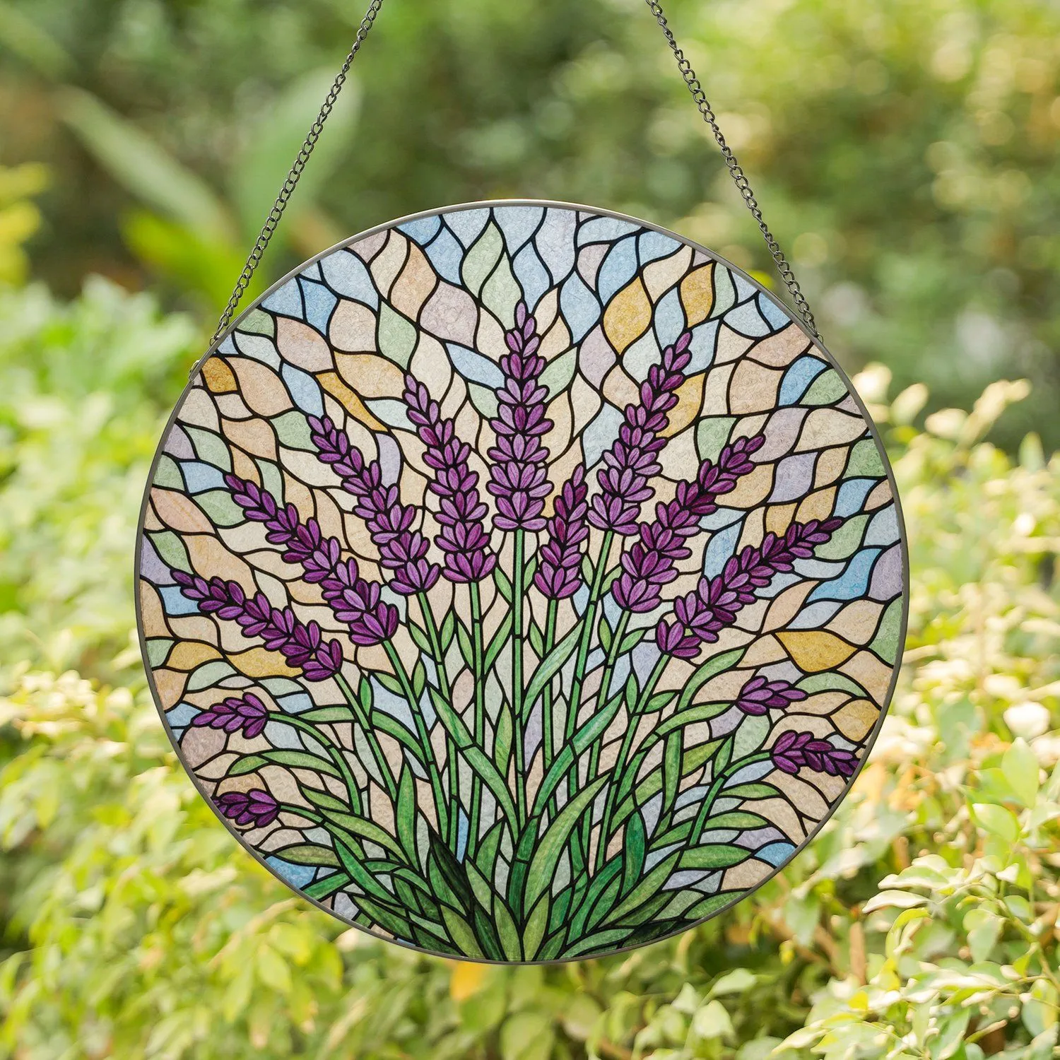 Stained Glass Lavender Stalks Flower Foliage - Home Decor Gift for Plant Lover Stained Glass Suncatcher - 1