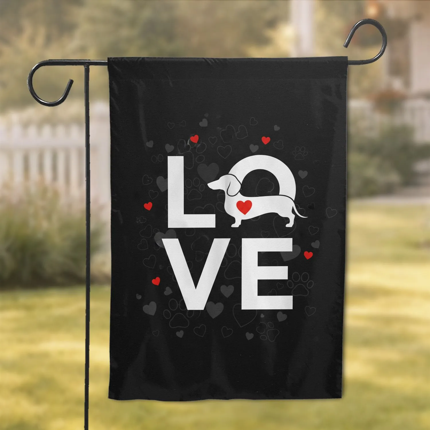 Dachshund Love Heart - Dog Lover Home Decor Gift Garden Flag - 1