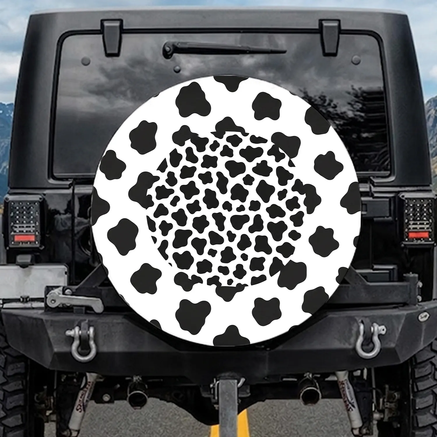 Black White Cowhide Spots - Everyday Use Gift for Cow Lover Spare Tire Cover - 1
