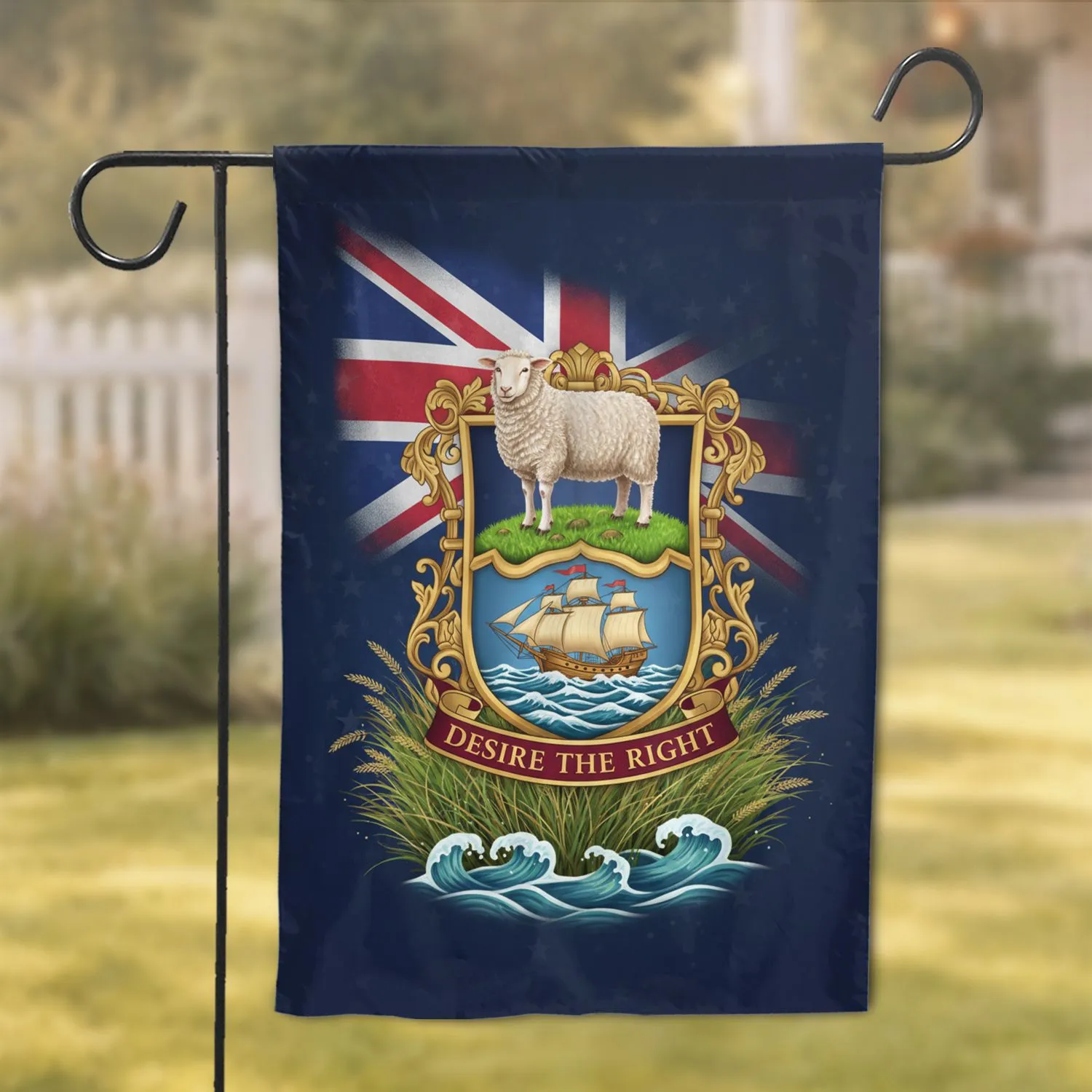 Falkland Islands Coat of Arms Union Jack - Patriotic Display Home Decor Gift Garden Flag - 1