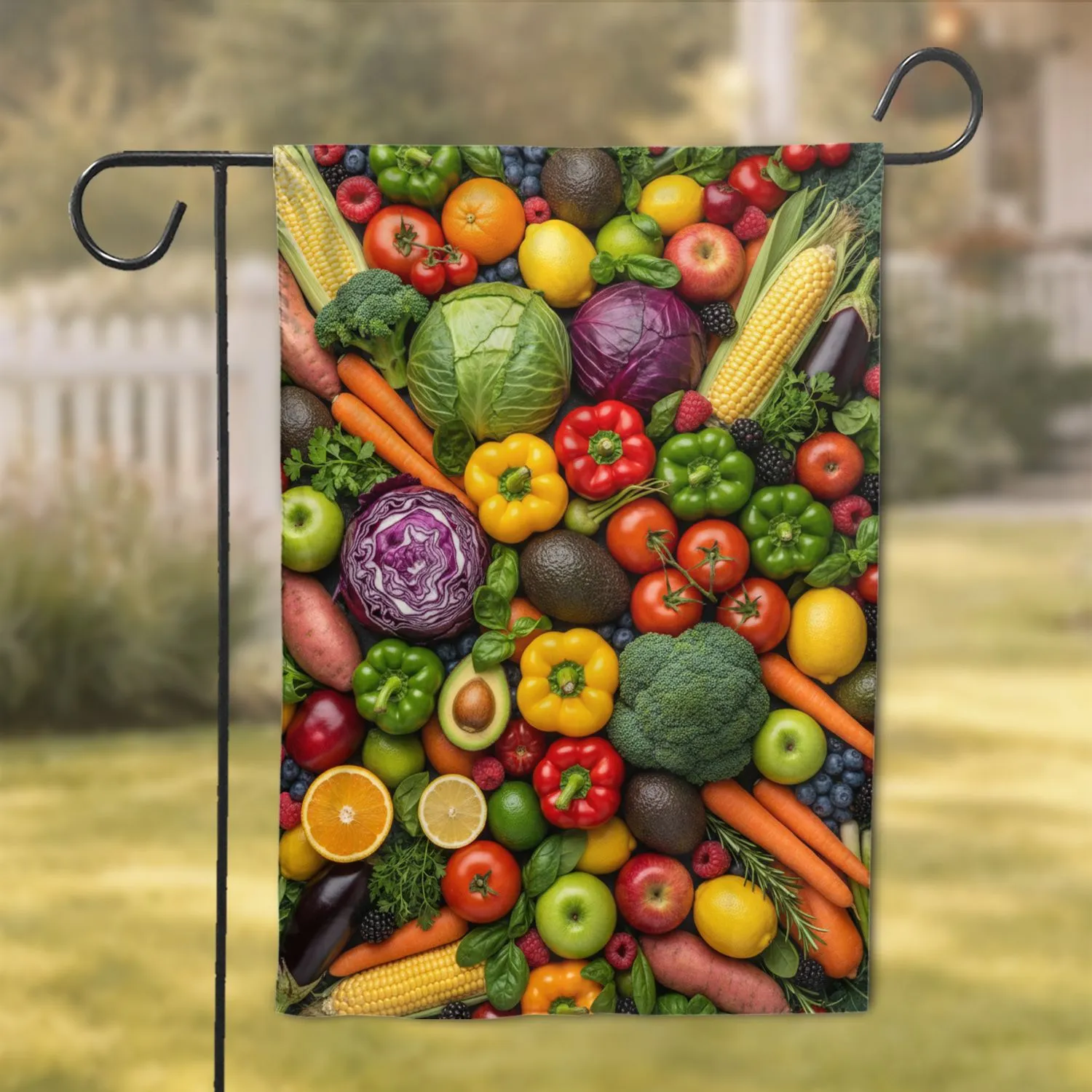 Fresh Produce Organic Mosaic Abundance Garden Harvest - Home Decor Gift Garden Flag - 1