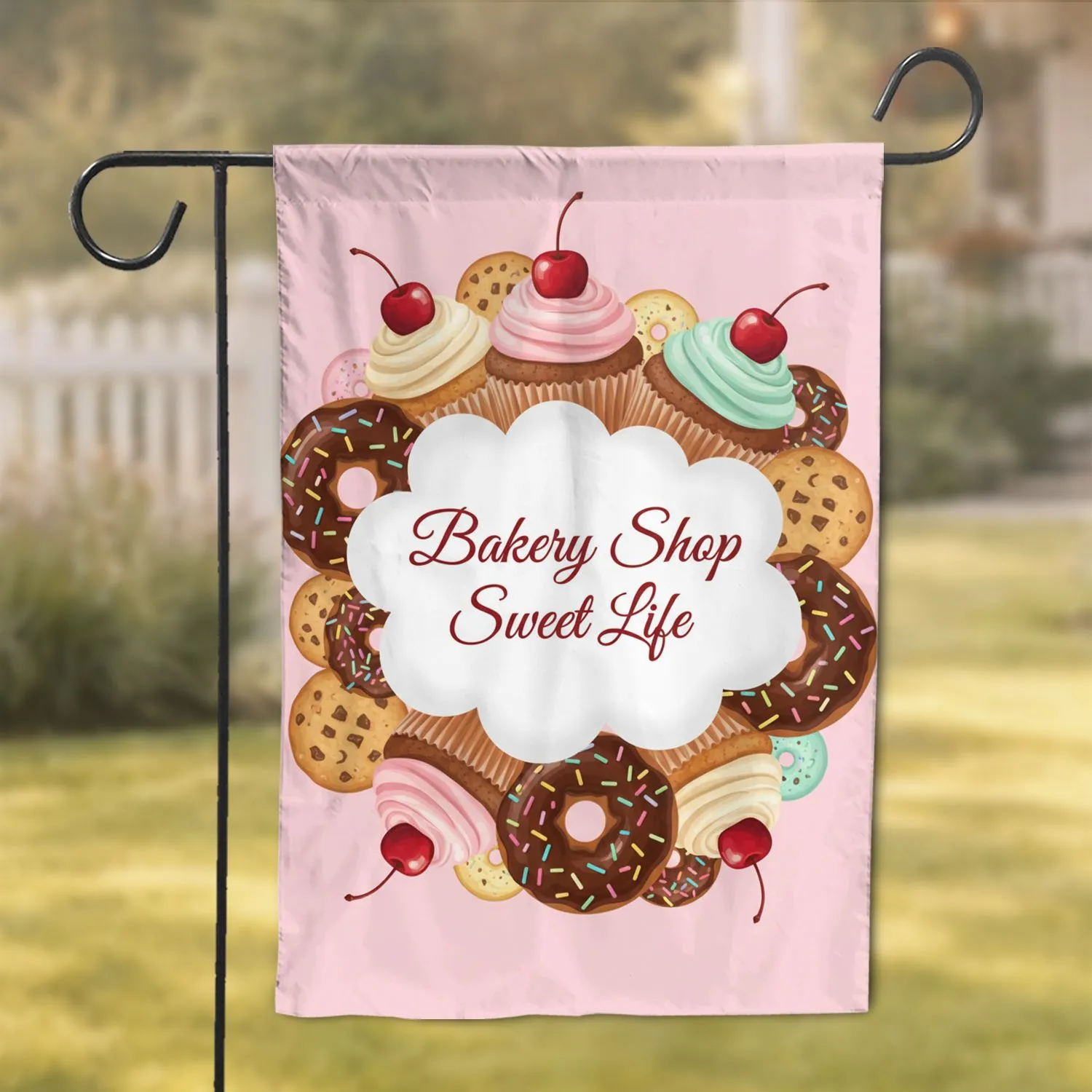 Bakery Shop Sweet Life Cupcakes Donuts Cookies - Home Decor Gift for Sweet Treat Lovers Garden Flag - 1
