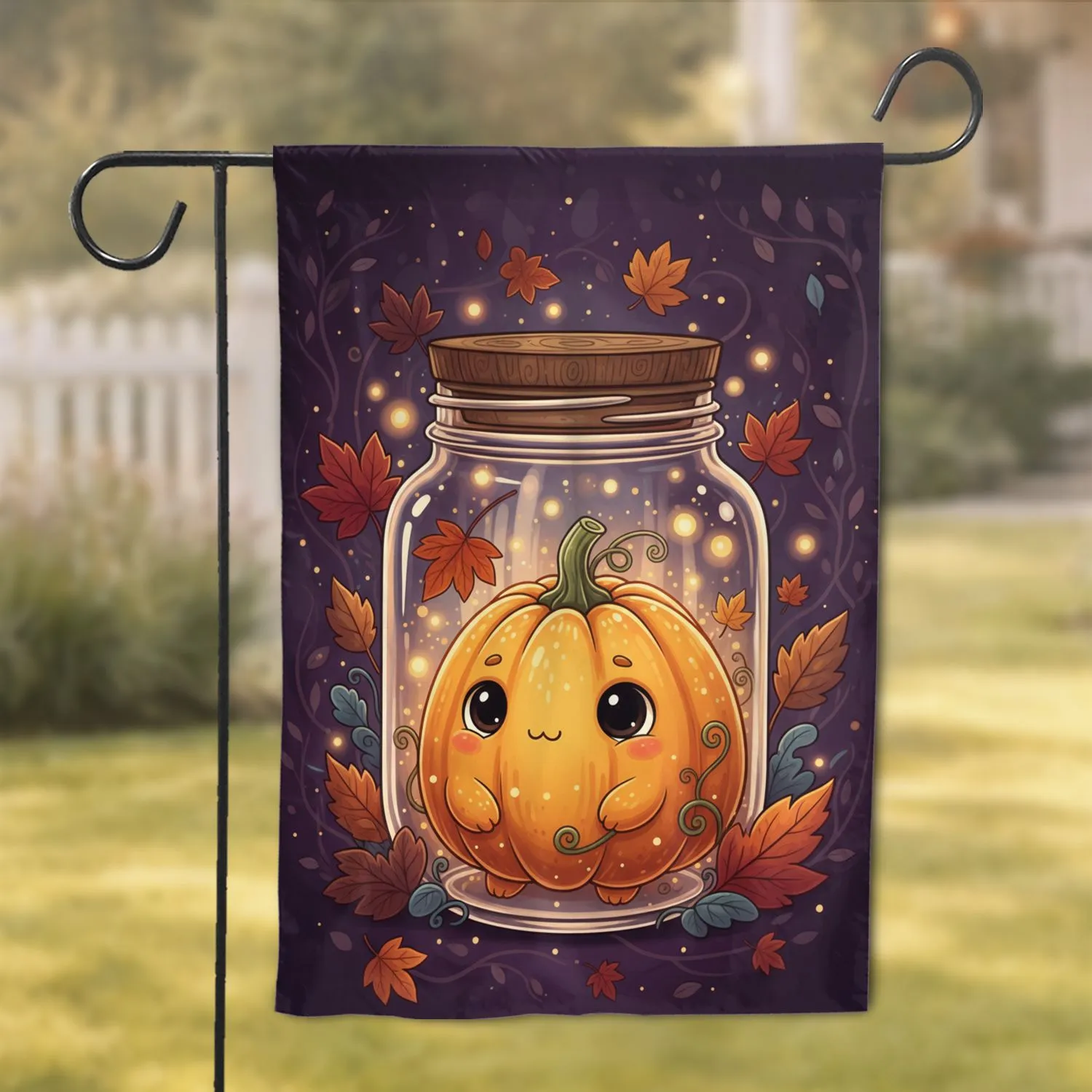 Little Pumpkin Gourd Glass Jar - Autumn Season Home Decor Gift Garden Flag - 1