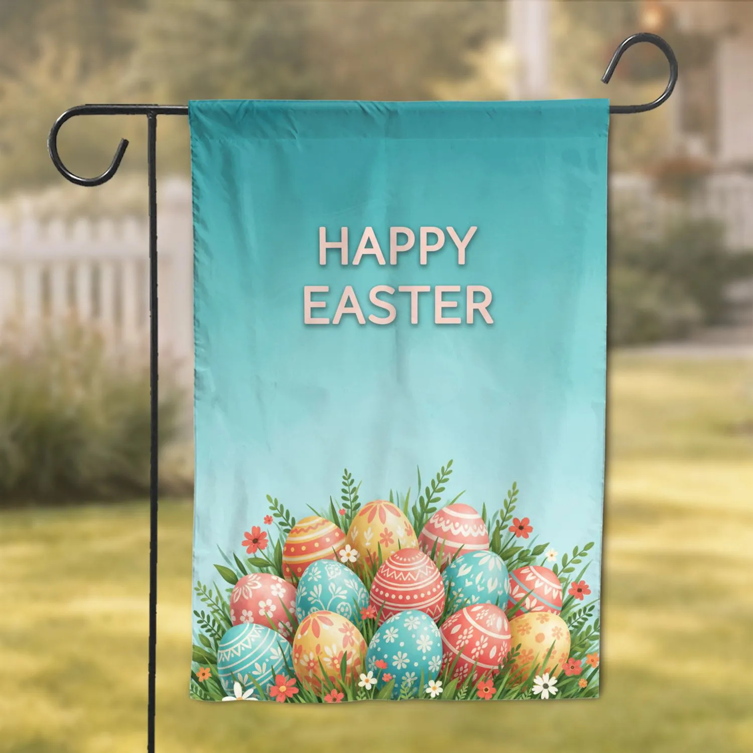 Happy Easter Decorated Eggs Spring Wildflower - Easter Holiday Gift Garden Flag - 1