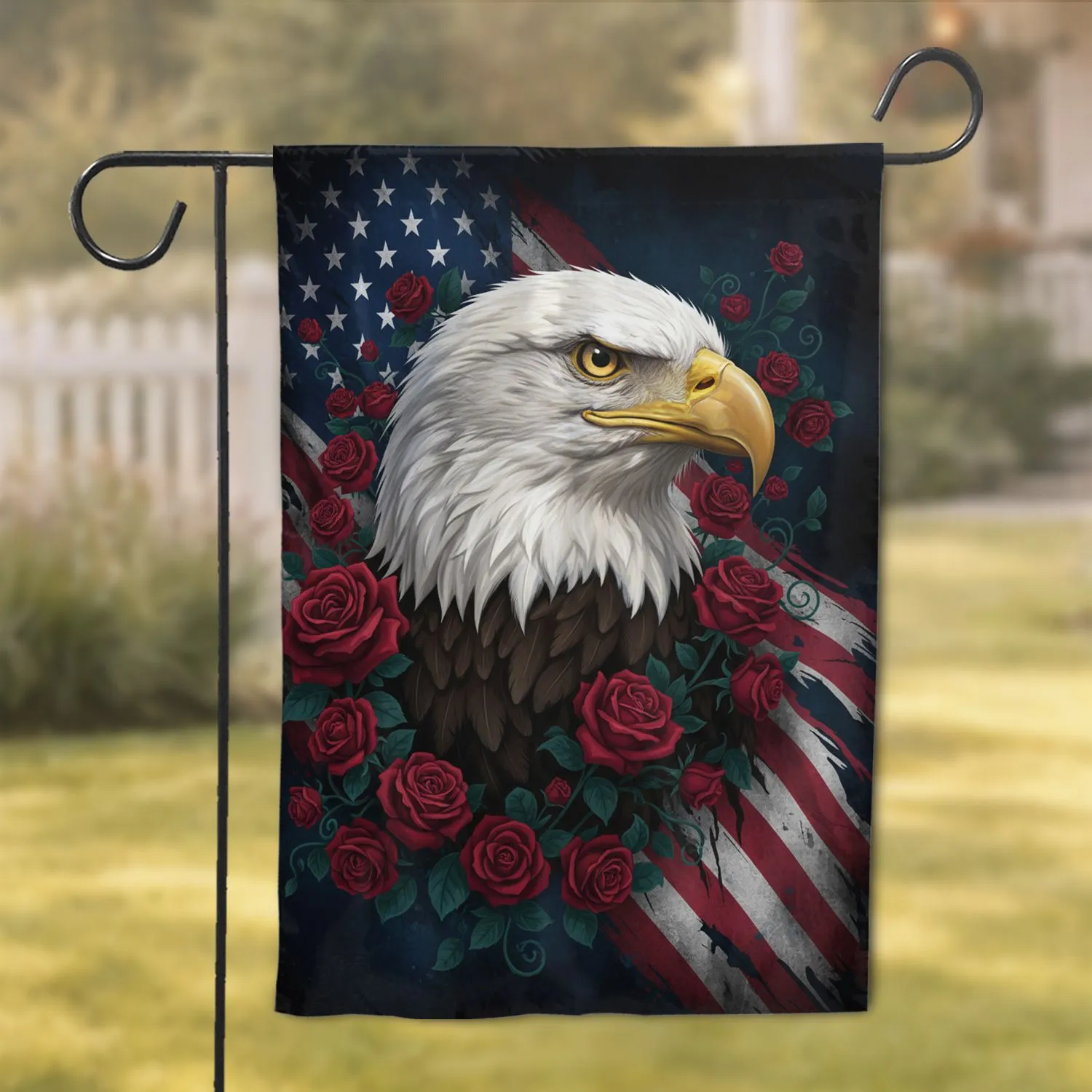 Bald Eagle American Flag - Independence Day Home Decor Gift for Veterans Garden Flag - 1