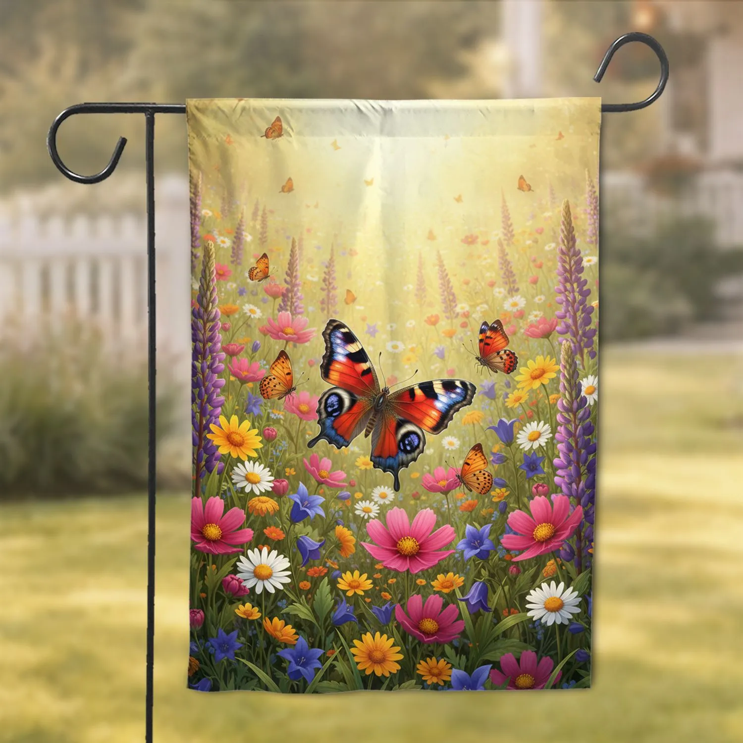 Butterflies Wildflower Meadow - Spring Home Decor Gift Garden Flag - 1