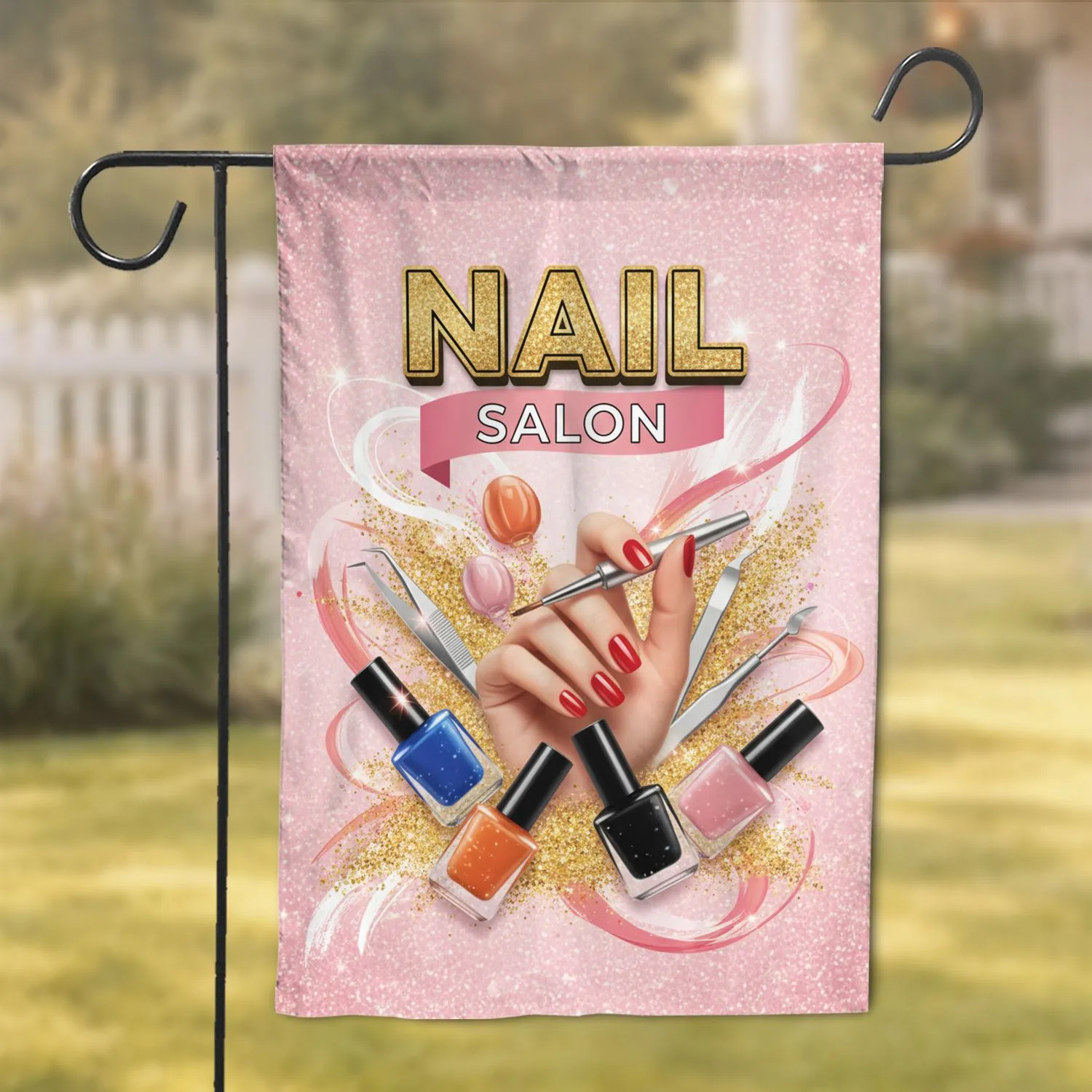 NAIL SALON Hand Nail Polish Grooming Tools - Salon Decor Gift for Nail Techs Garden Flag - 1