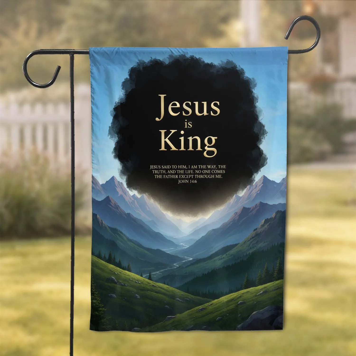 Jesus Is King John 14:6 Mountain Scene - Faithful Home Decor Gift For Believers Garden Flag - 1