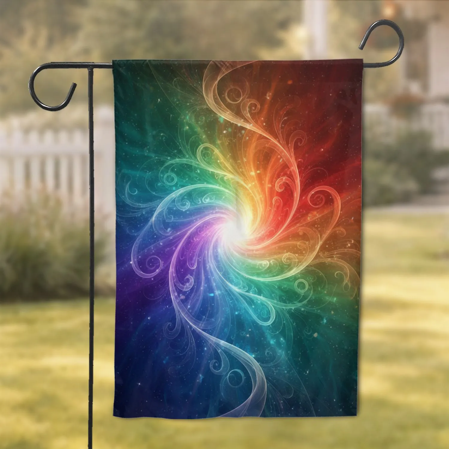 Full Spectrum Cosmic Rainbow Vortex Stardust Spiraling Ribbons - Home Decor Gift Garden Flag - 1