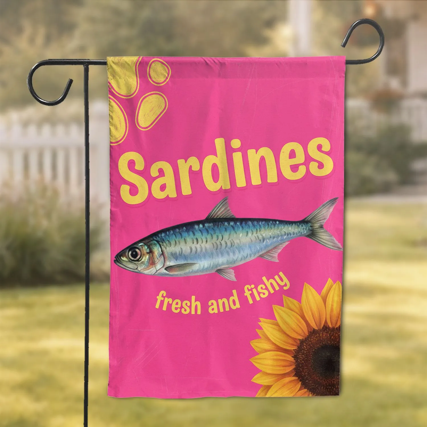 Sardine Fish 'Sardines' Fresh & Fishy Text - Home Decor Gift for Fish Lover Garden Flag - 1