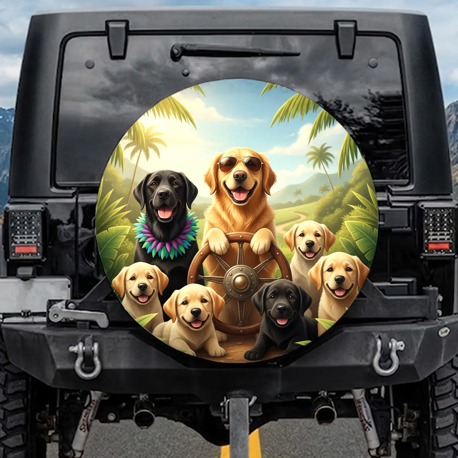 Labrador Golden Retriever Dogs Aviator Sunglasses - Adventure Pet Lover Gift Spare Tire Cover - 1