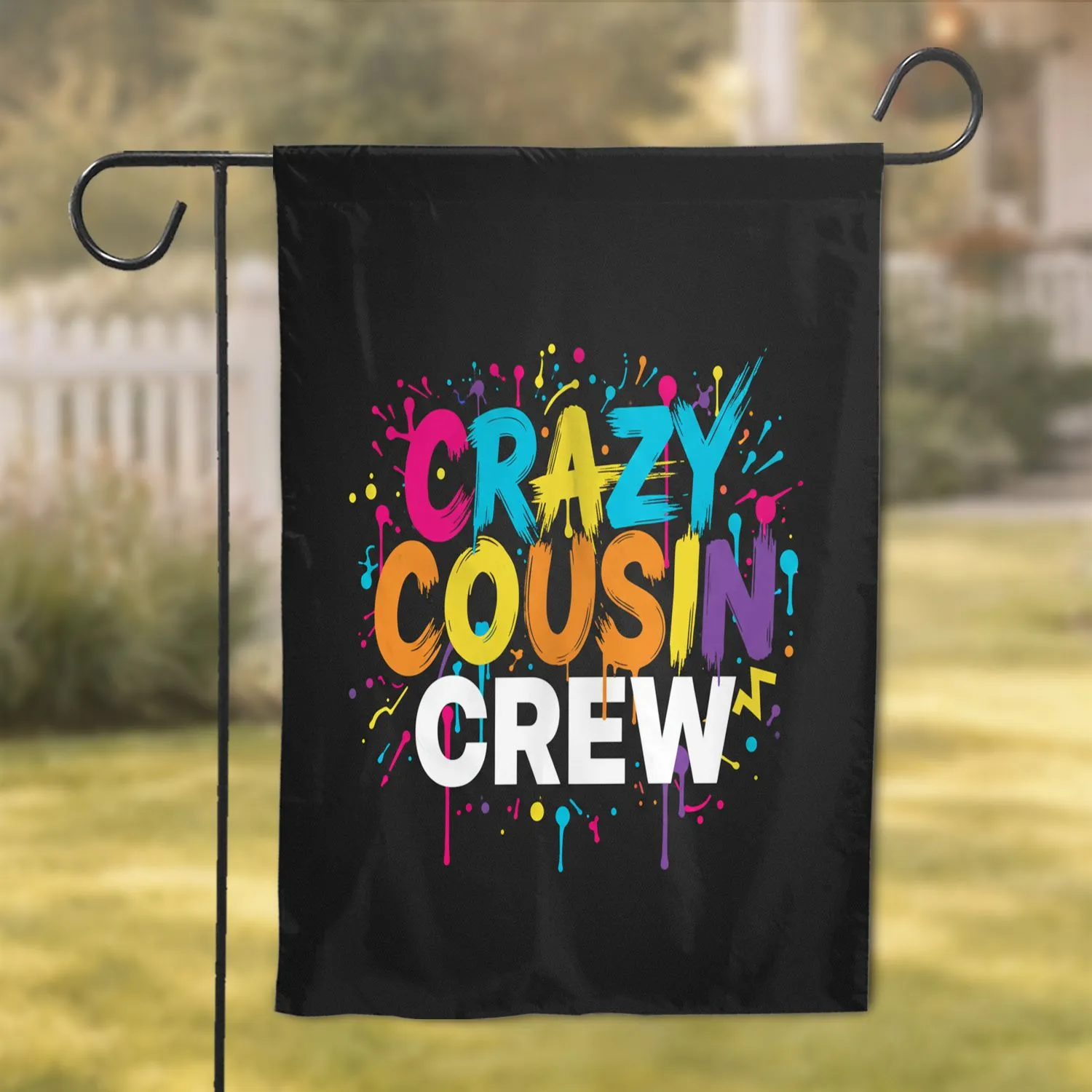 CRAZY COUSIN CREW Text Slogan - Family Gathering Gift for Cousins Garden Flag - 1