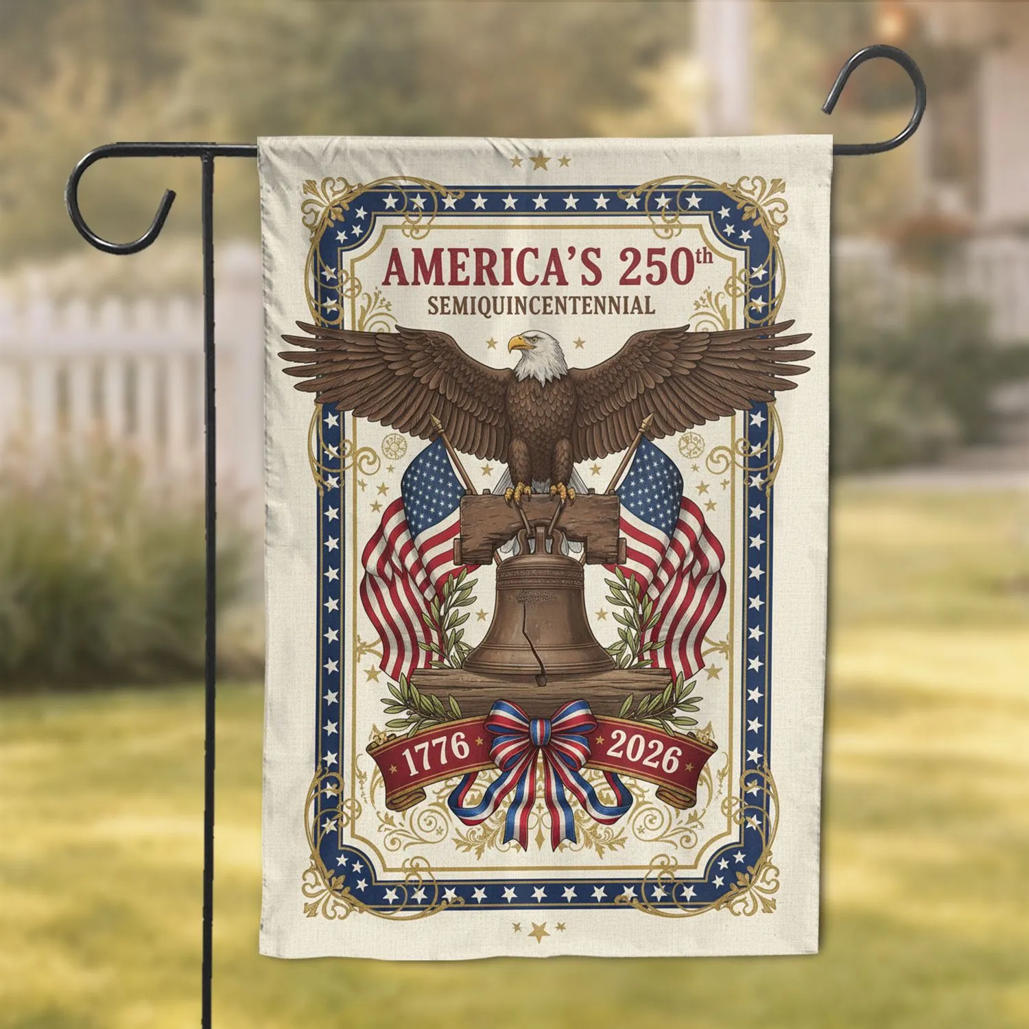 Bald Eagle American Flag 1776-2026 - America's 250th Anniversary Independence Day Garden Flag - 1