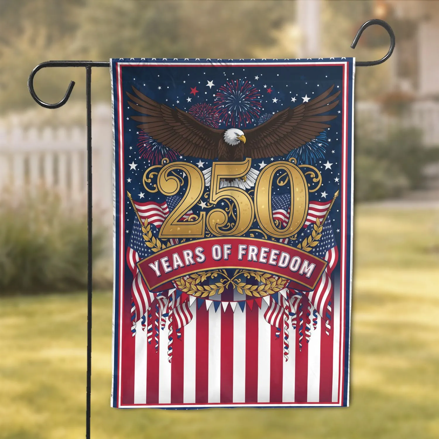 Bald Eagle 250 Years of Freedom American Flag - USA 250th Anniversary Independence Day Garden Flag - 1