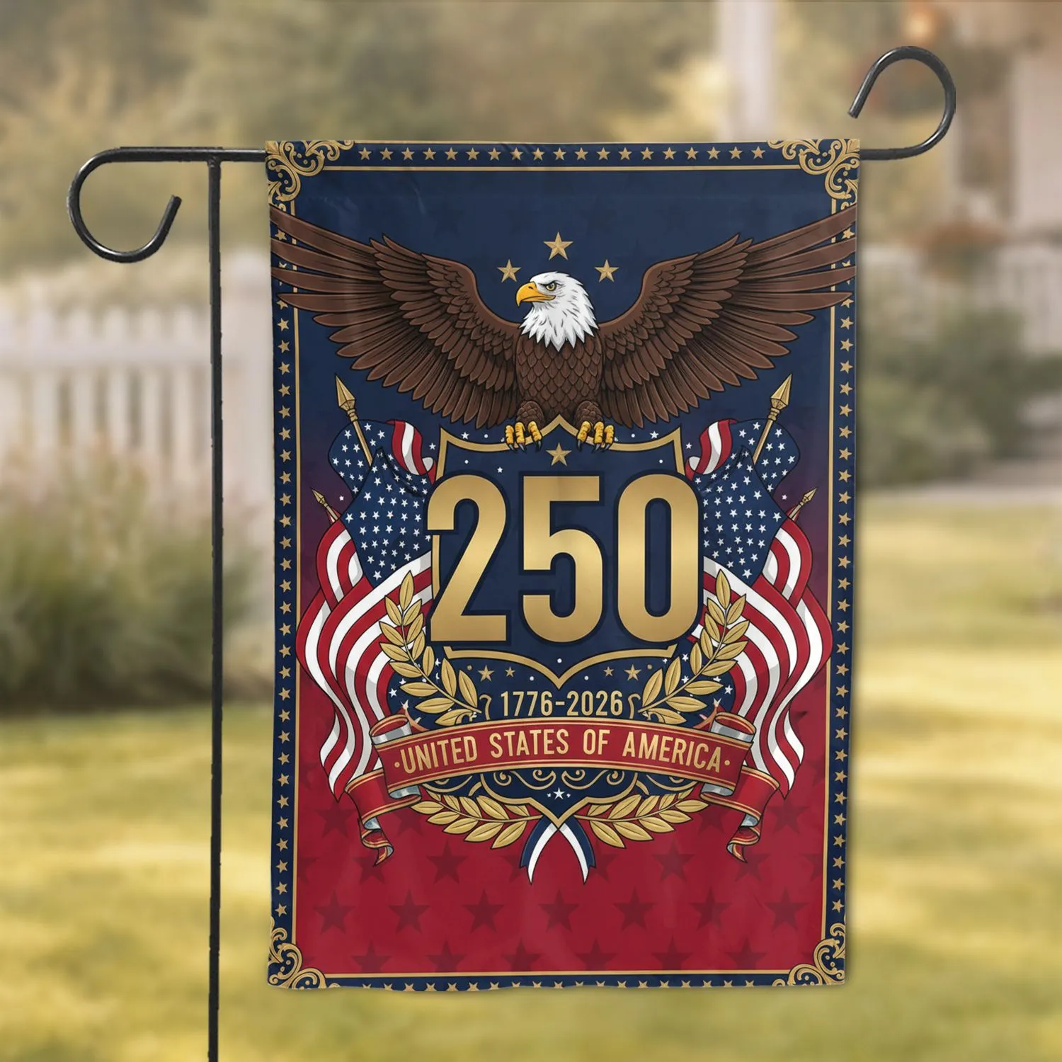 Bald Eagle American Flag 250th Anniversary 1776-2026 - Independence Day Gift for Veterans Garden Flag - 1