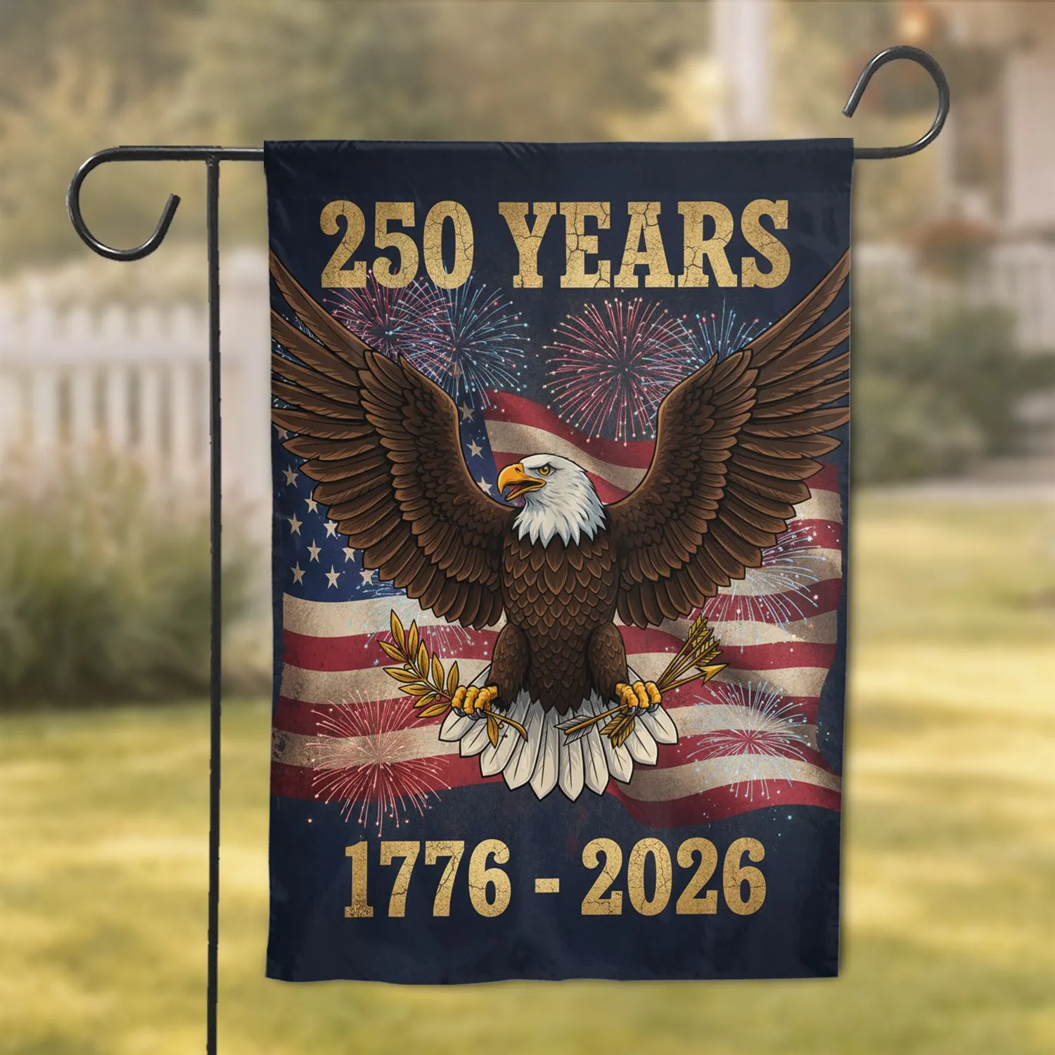 Bald Eagle American Flag 250 Years - USA 250th Anniversary Independence Day Gift for Veterans Garden Flag - 1