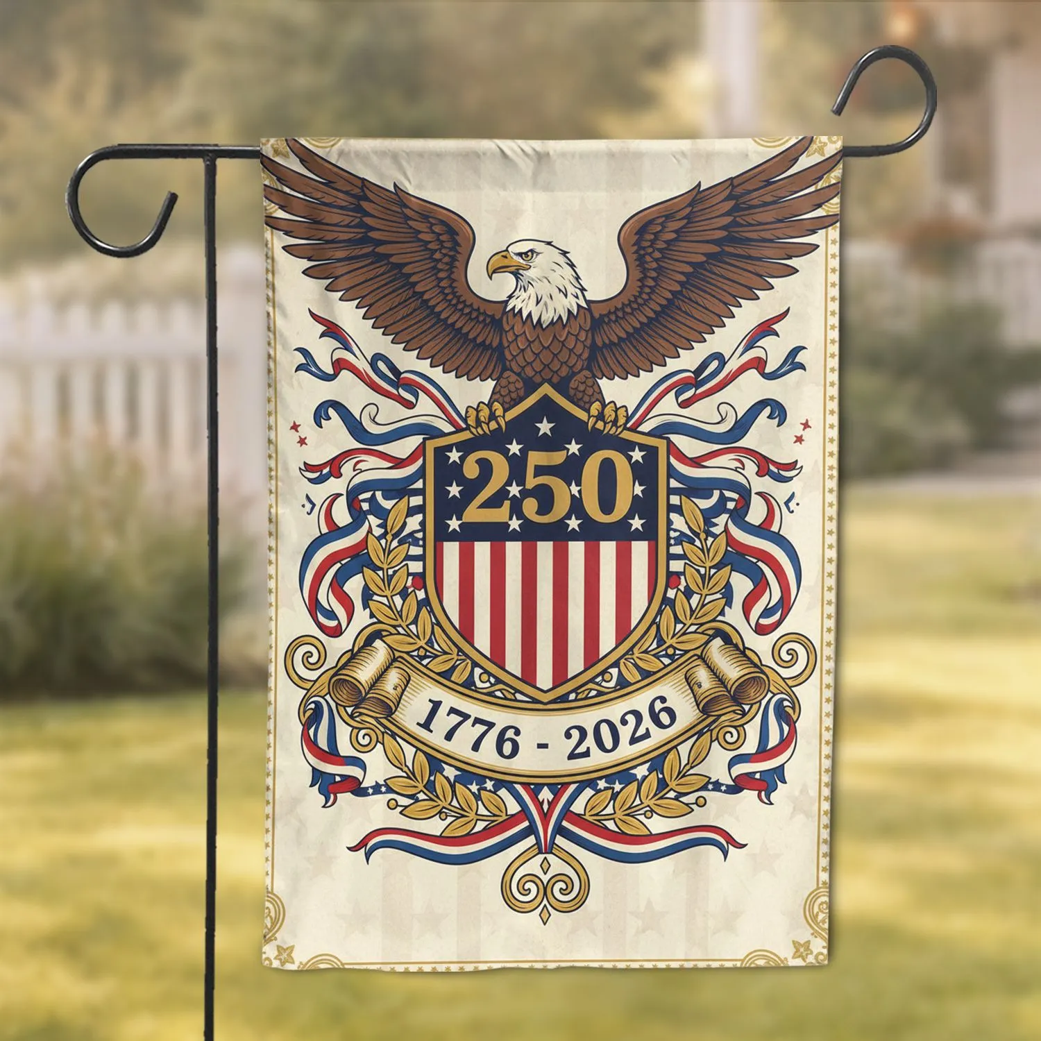 Bald Eagle American Shield 1776-2026 - USA 250th Anniversary Independence Day Gift for Dad Garden Flag - 1