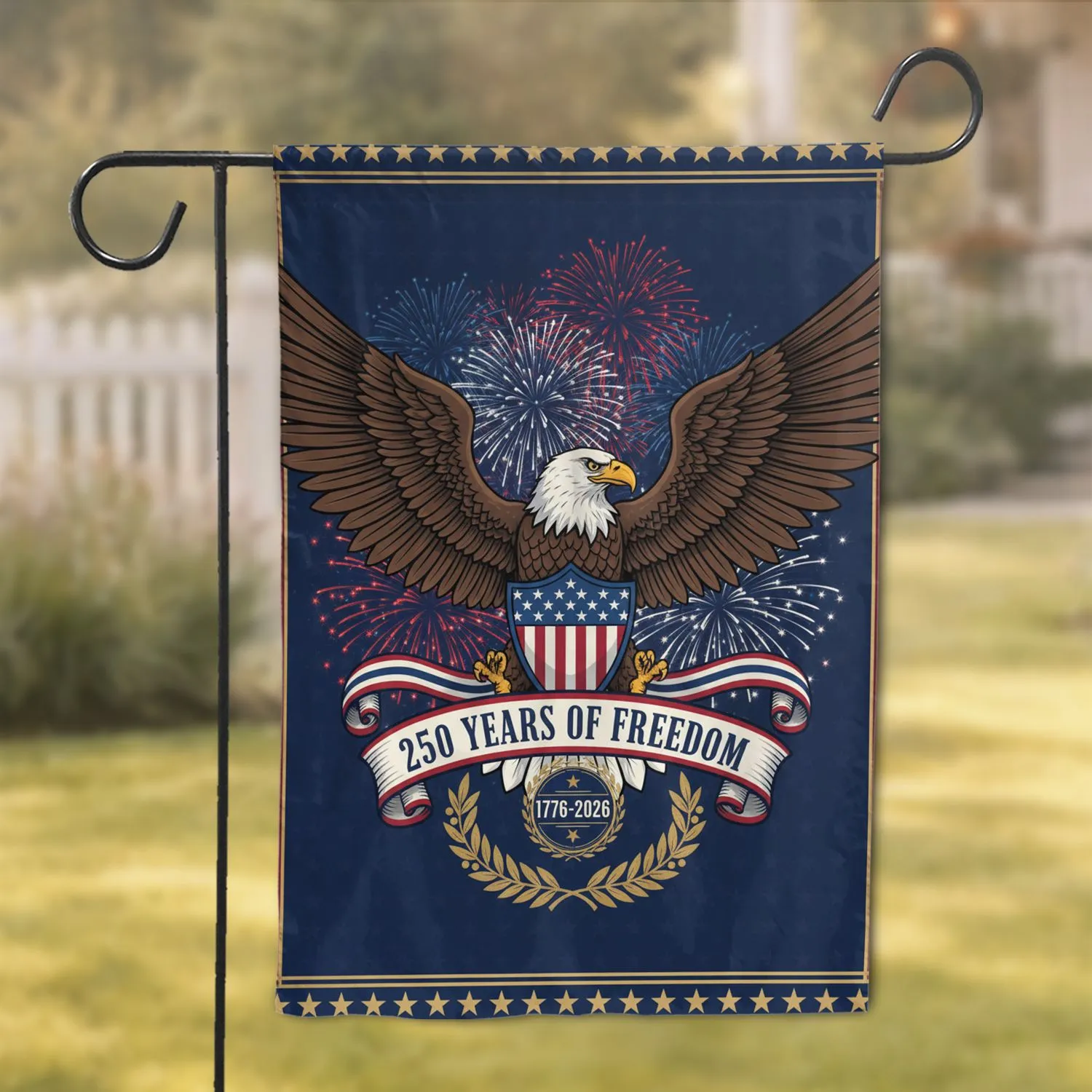 Bald Eagle American Flag USA 250th Anniversary Independence Day Gift for Veterans Garden Flag - 1