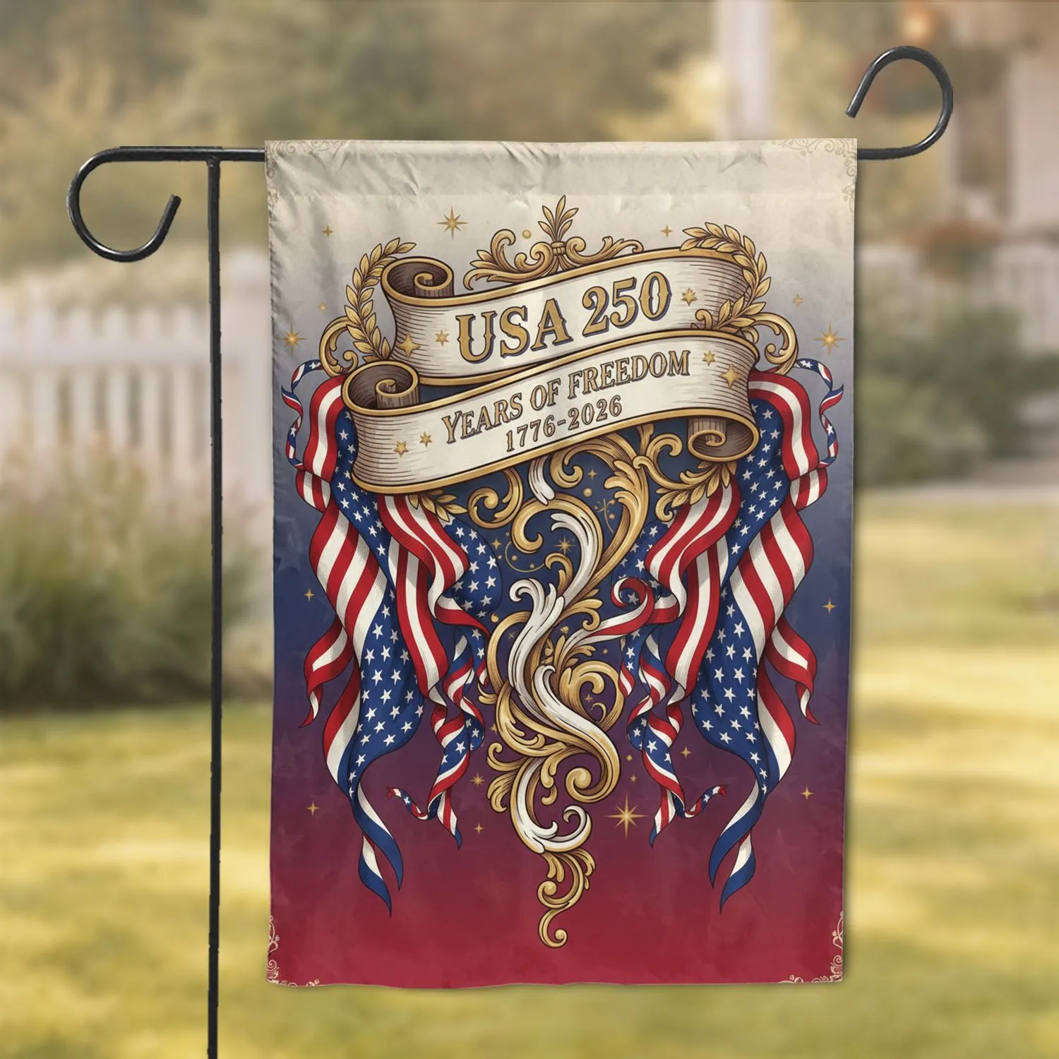 USA 250 Years of Freedom Banner American Flag - 250th Anniversary Independence Day Garden Flag - 1